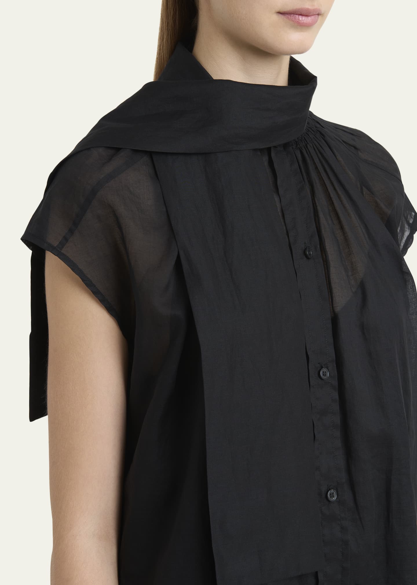 Plan C Scarf-Neck Button-Down Blouse Image 5 of 5