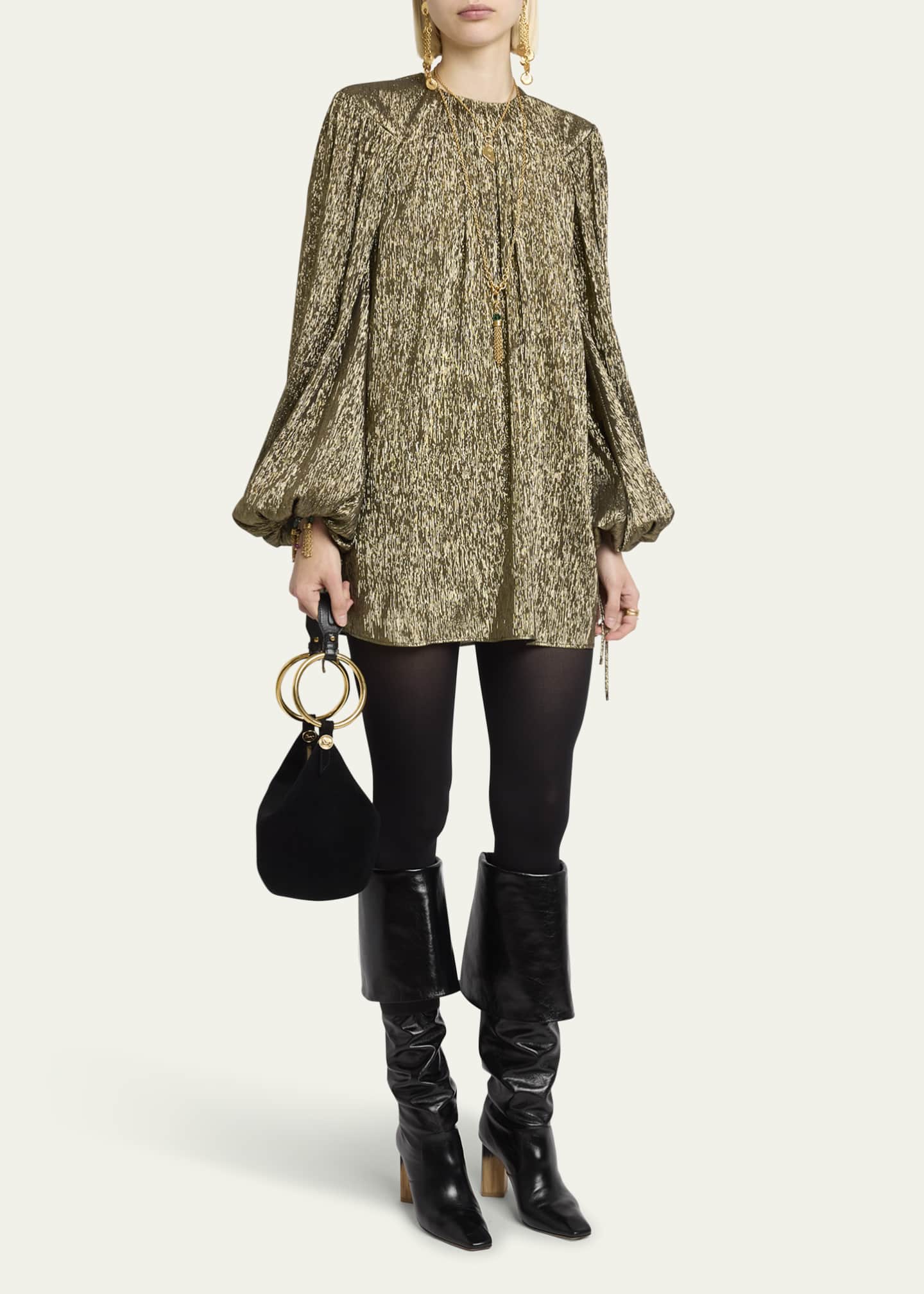Chloe Georgia Leather Foldover Knee Boots Image 3 of 6