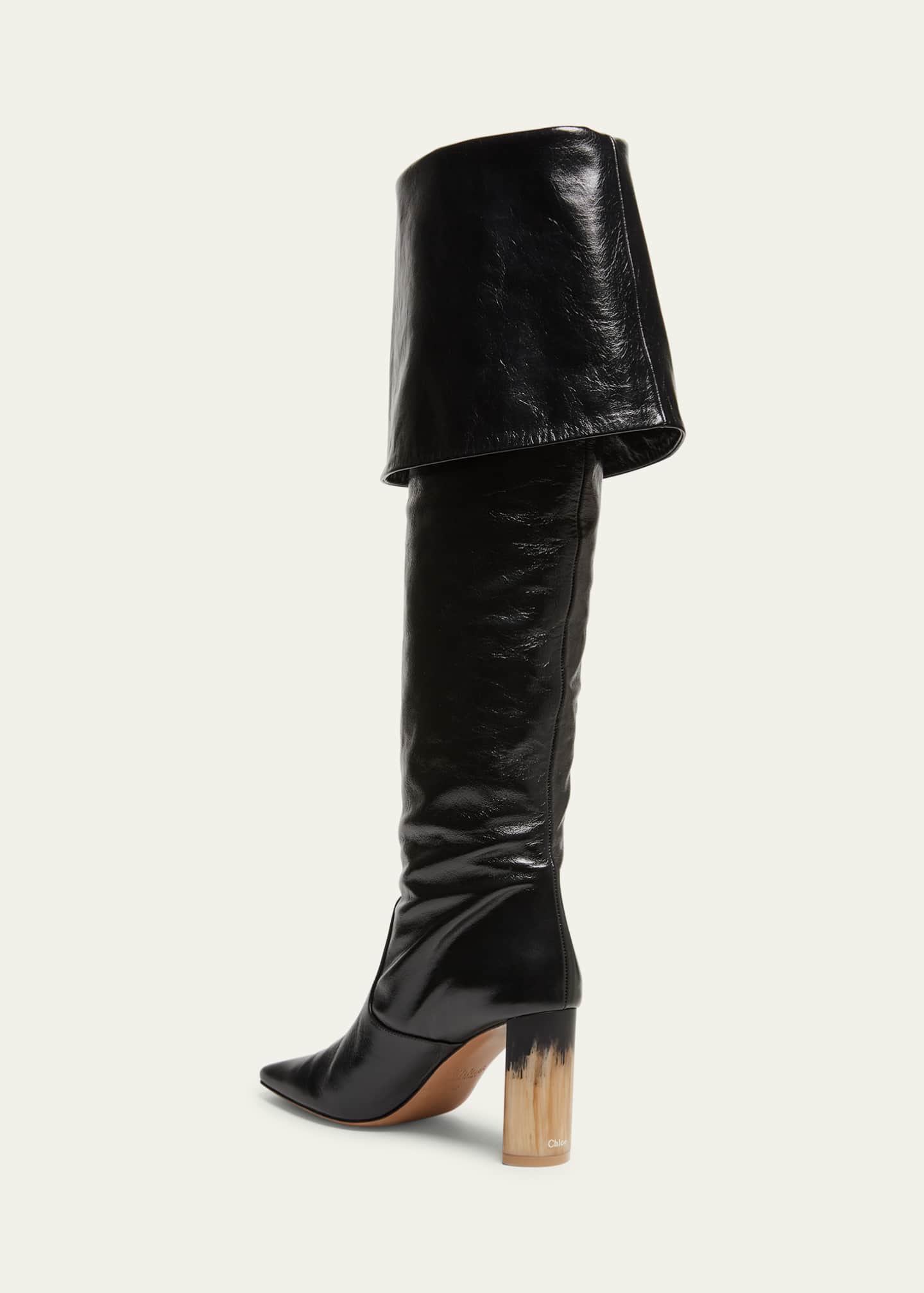 Chloe Georgia Leather Foldover Knee Boots Image 4 of 6