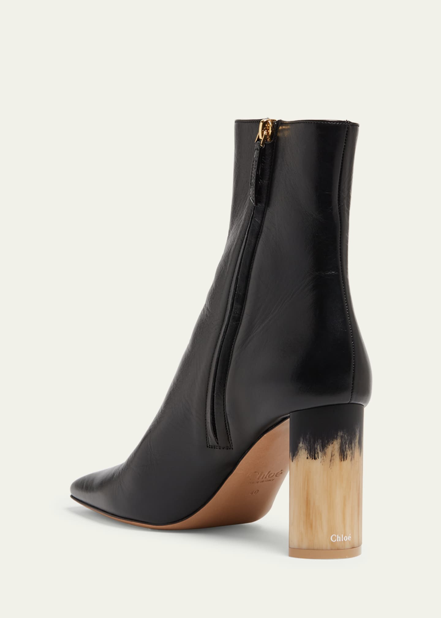 Chloe Georgia Leather Block-Heel Booties Image 4 of 6