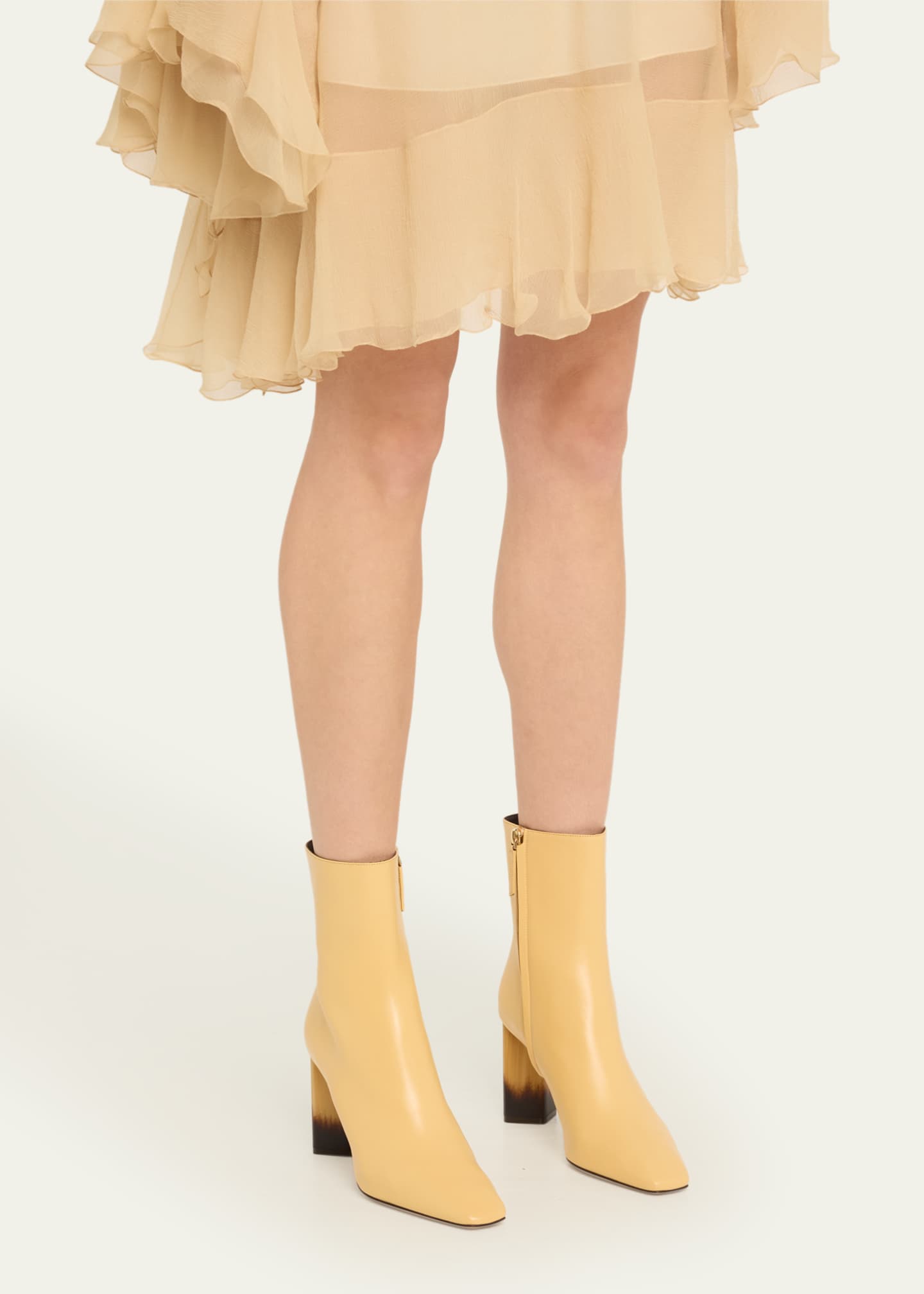 Chloe Georgia Leather Block-Heel Booties Image 2 of 6