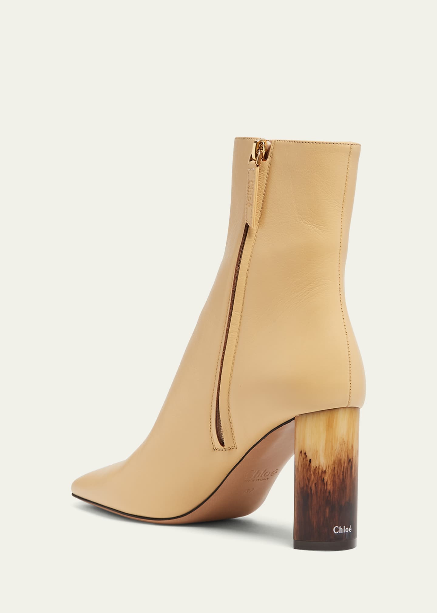 Chloe Georgia Leather Block-Heel Booties Image 4 of 6