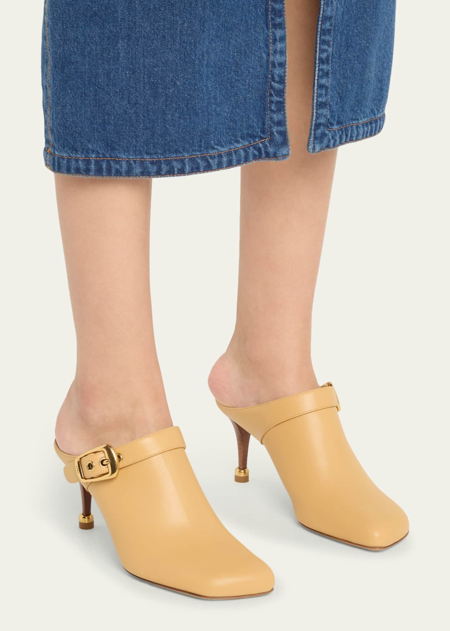 Chloe Andrea Calfskin Buckle Mule Pumps - Bergdorf Goodman