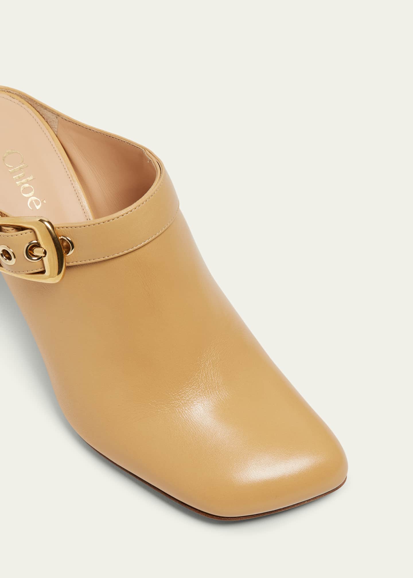 【関税＆送料込み】ChloAC Andrea Mule Shoes Chloe Andrea Calfskin Buckle Mule Pumps | Neiman Marcus