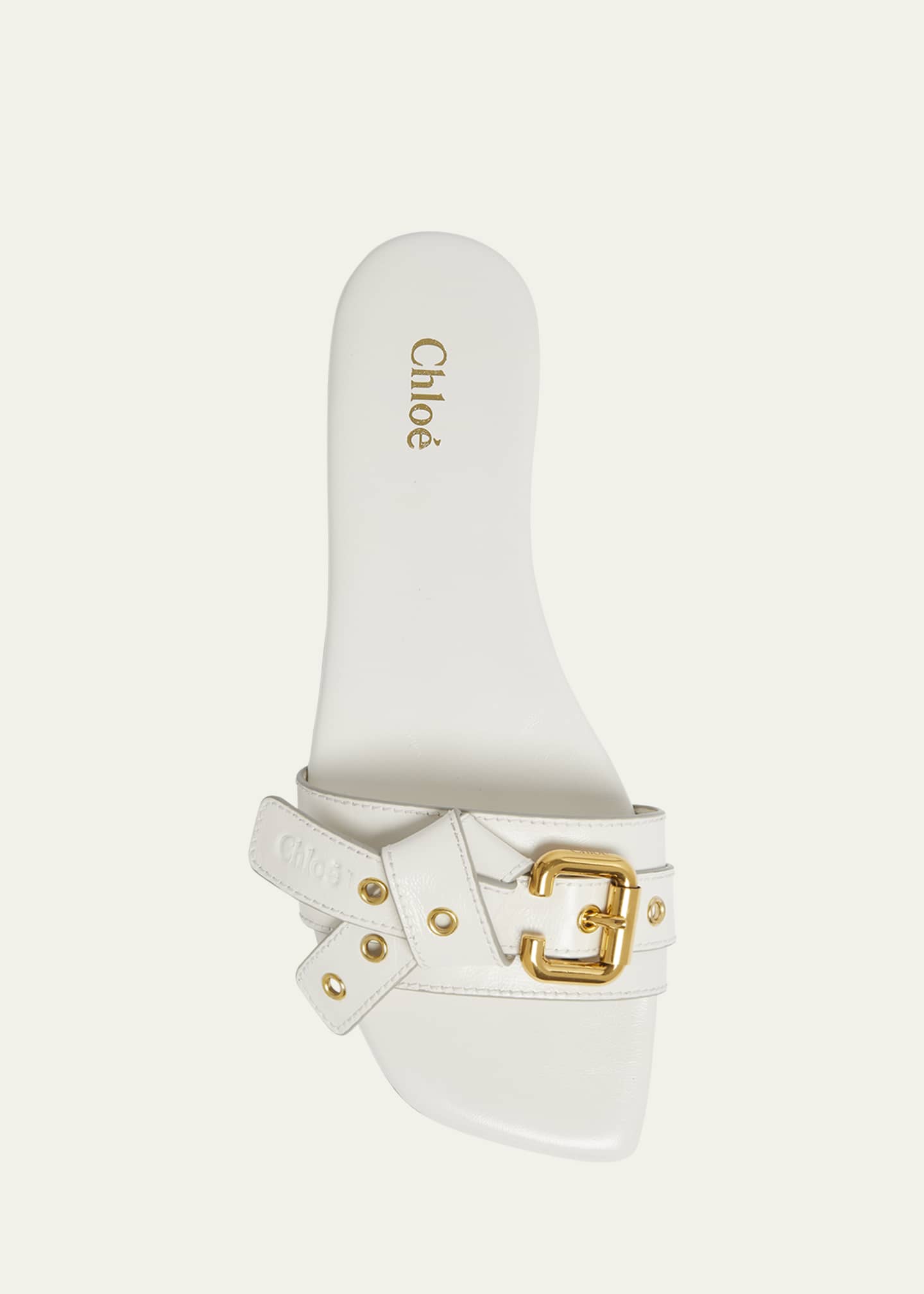 Chloe Mae Leather Buckle Flat Slide Sandals Image 6 of 6