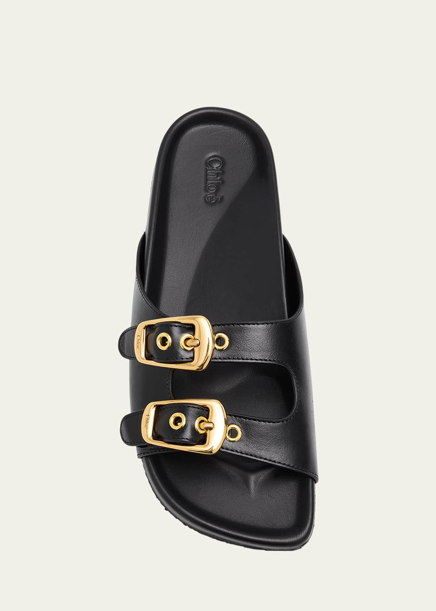 Chloe Polly Leather Double-Buckle Slide Sandals Image 5 of 5