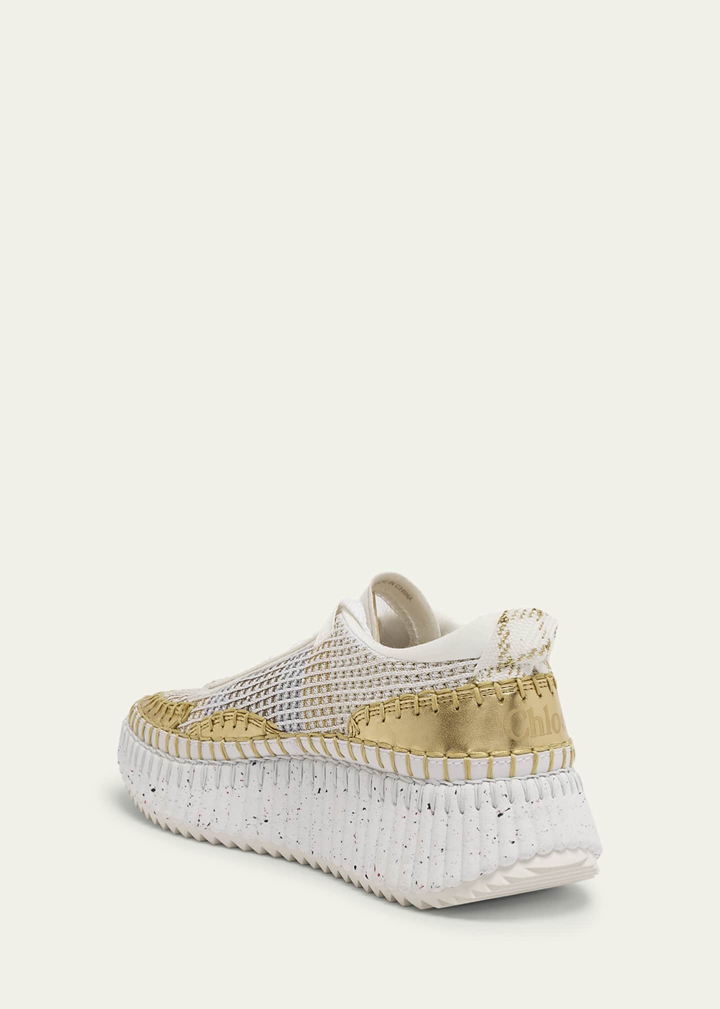 Nama Mesh and Leather Platform Low-Top Sneakers