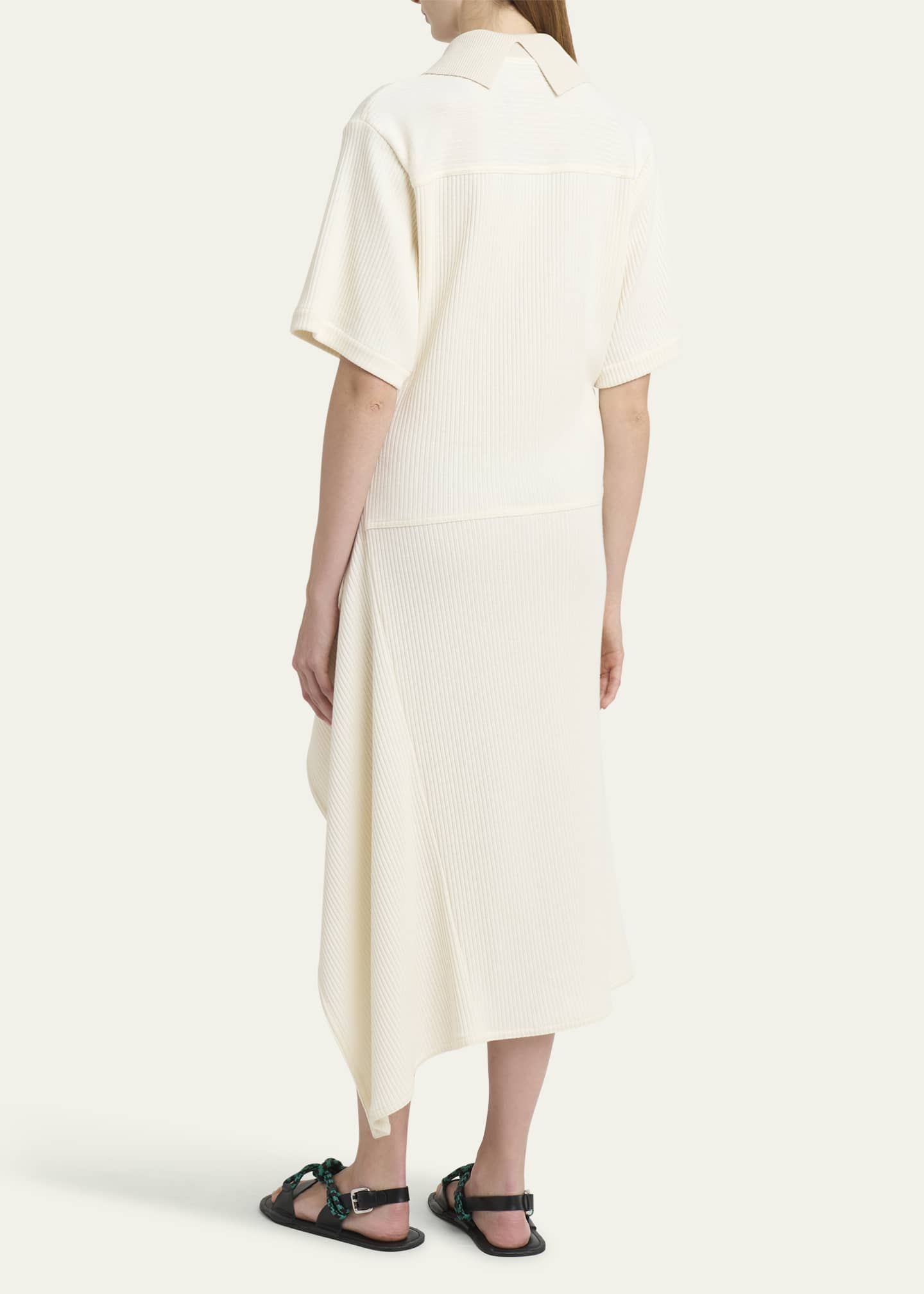 Plan C Asymmetric Ribbed Polo Midi Dress Image 3 of 5