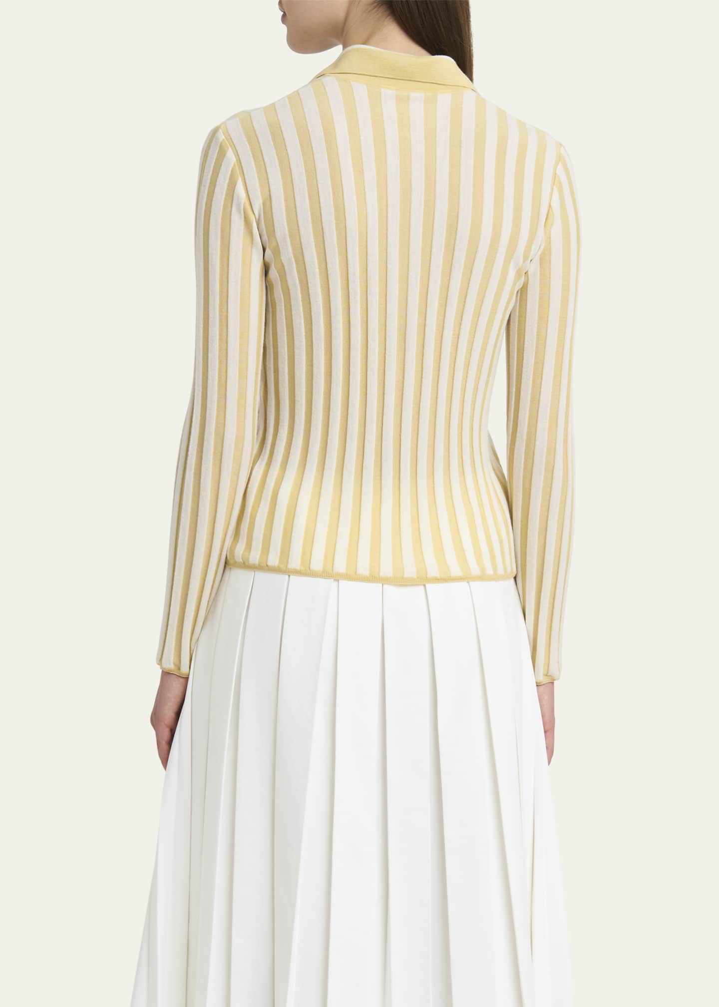 Plan C Stripe Collared Wool Cardigan Image 3 of 5