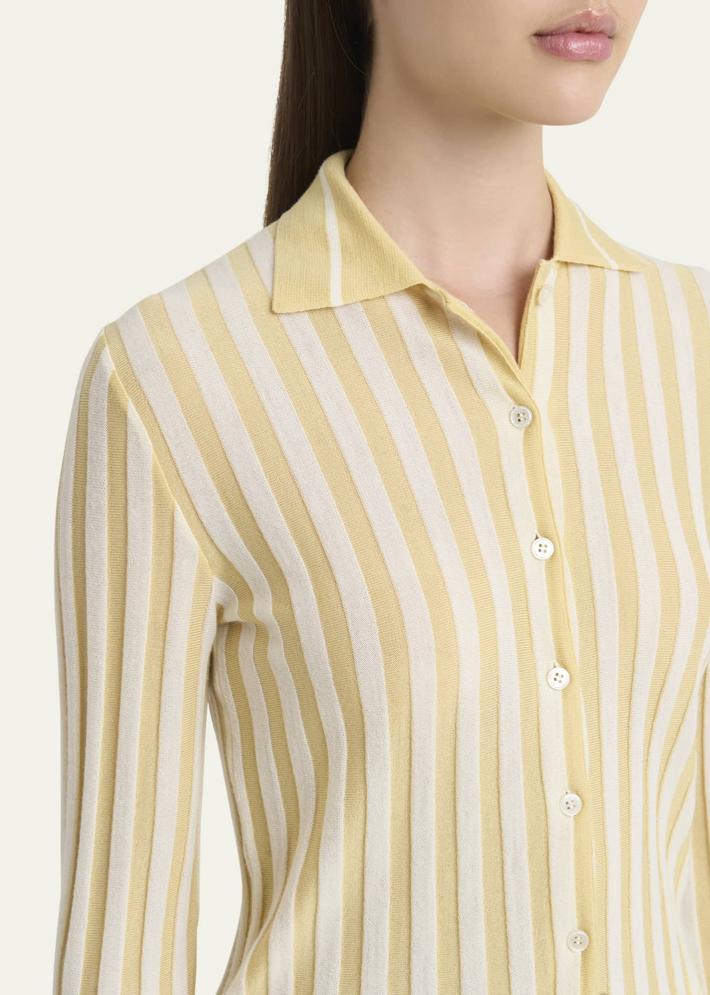 Plan C Stripe Collared Wool Cardigan Image 5 of 5