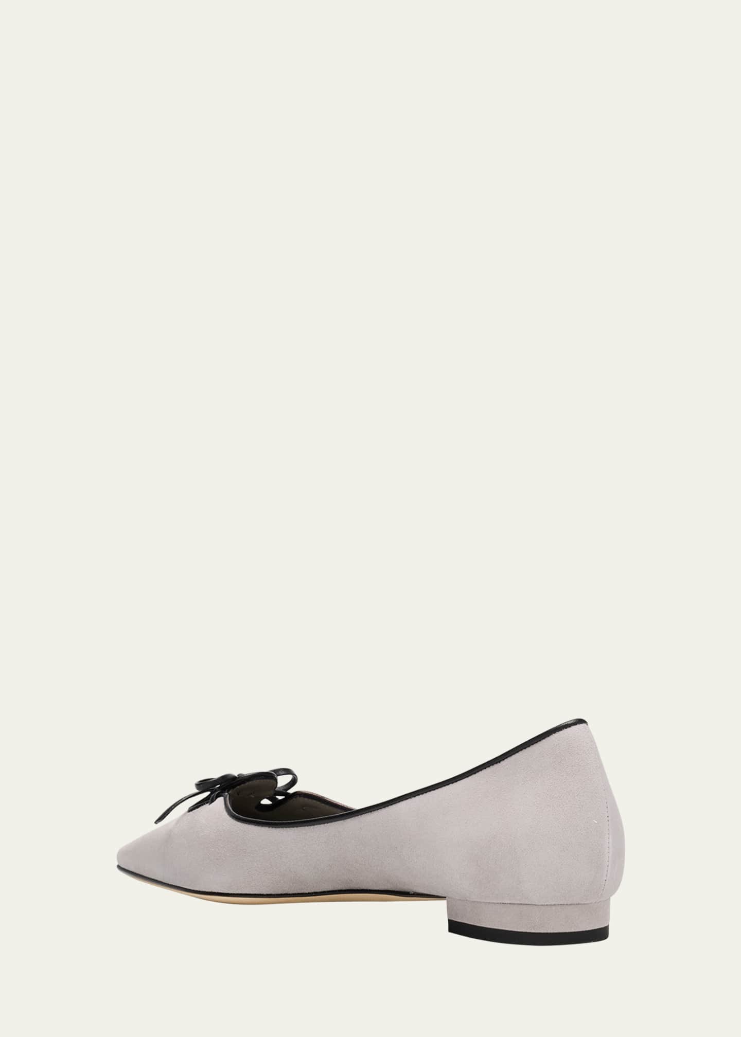 Manolo Blahnik Esmaa Suede Lace-Up Ballerina Flats Image 4 of 6
