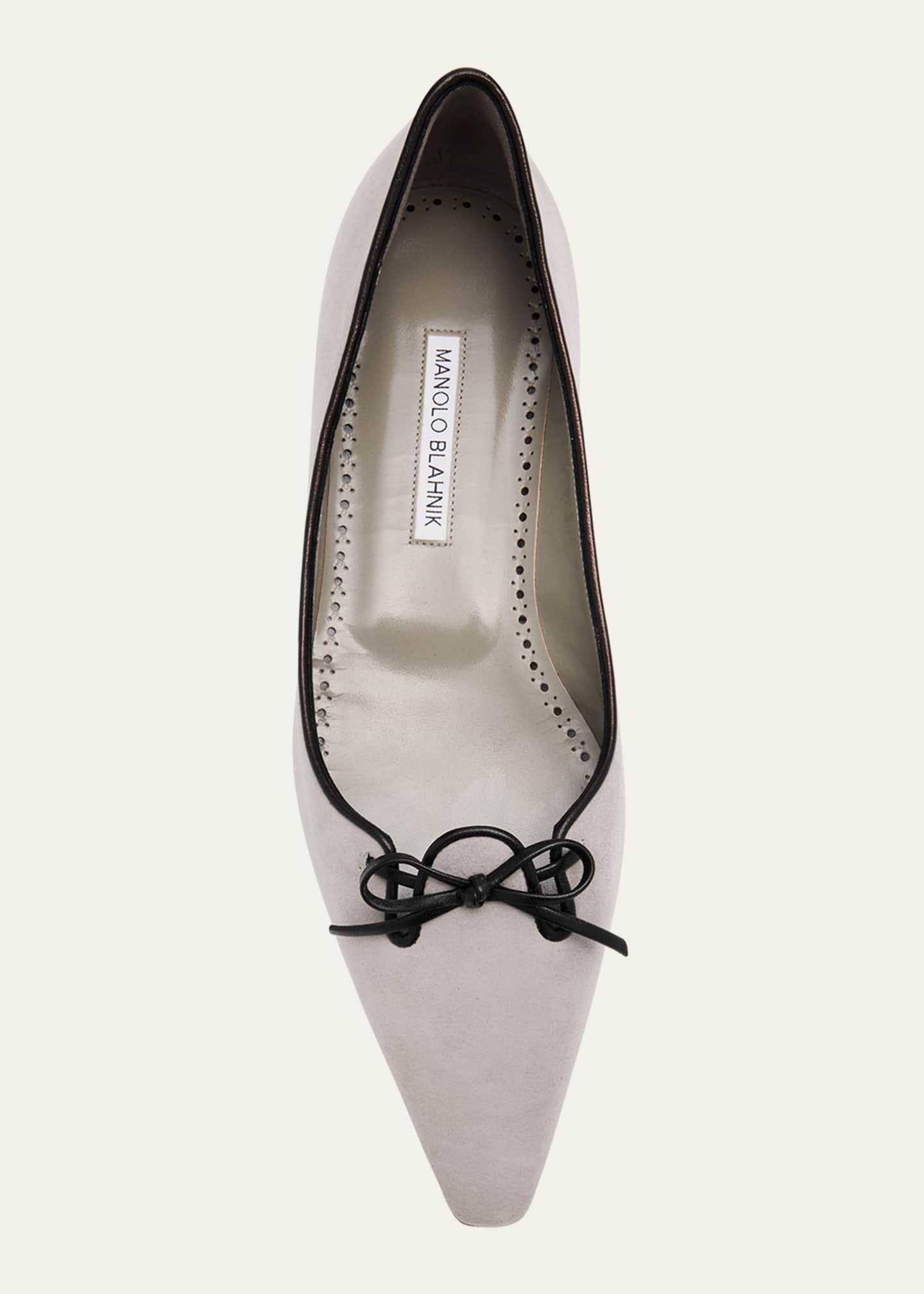 Manolo Blahnik Esmaa Suede Lace-Up Ballerina Flats Image 6 of 6