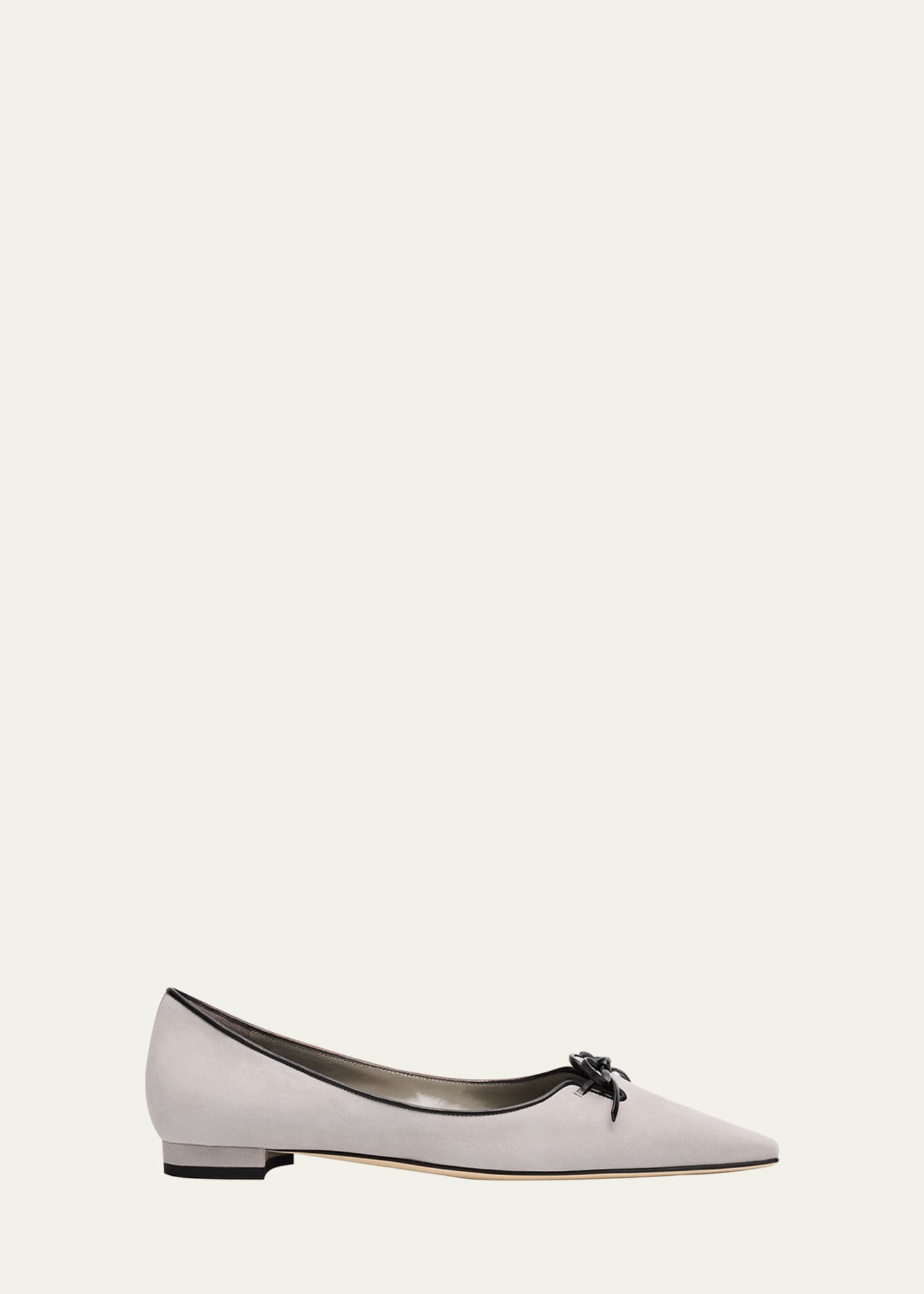 Manolo Blahnik Esmaa Suede Lace-Up Ballerina Flats Image 1 of 6
