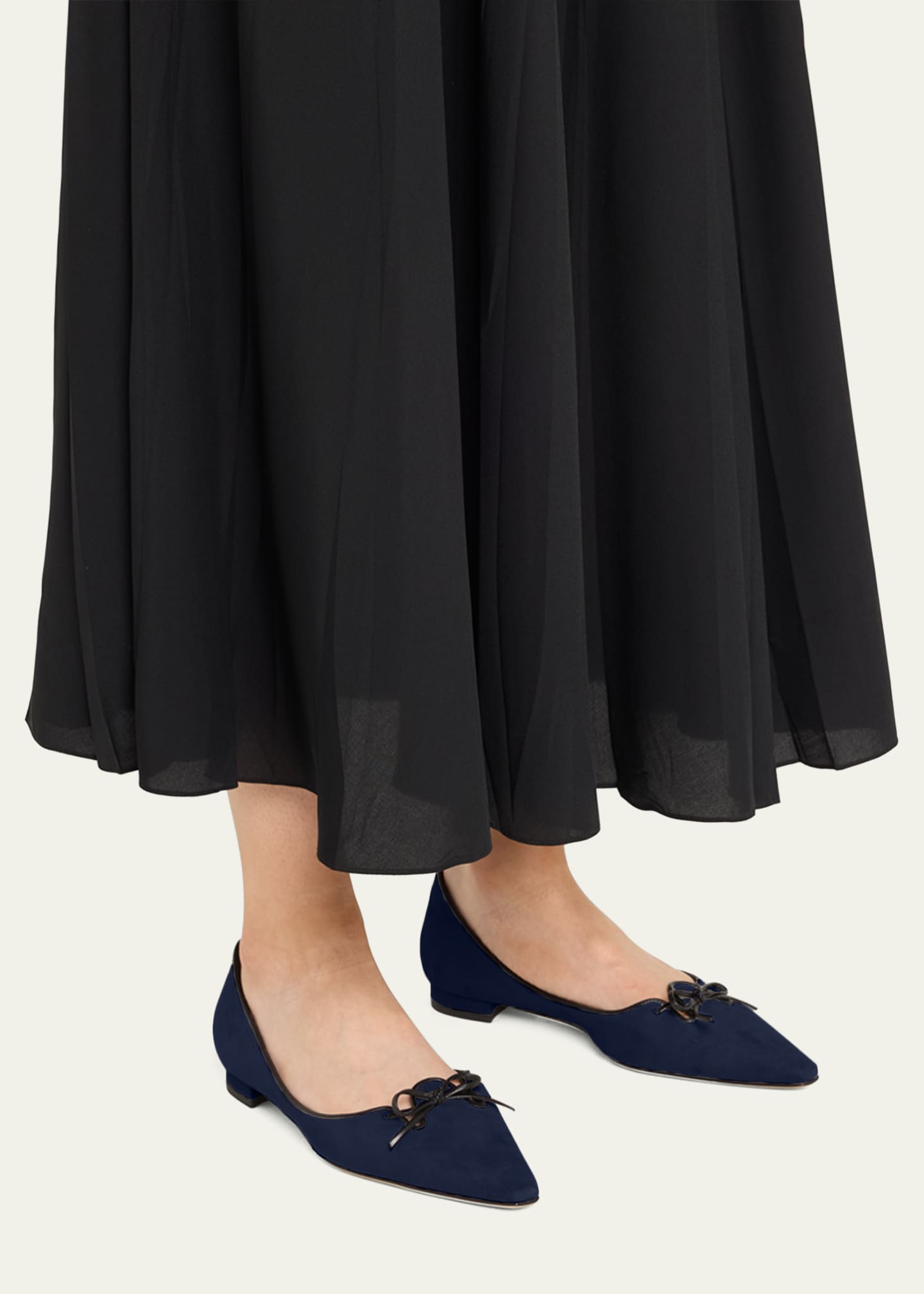 Manolo Blahnik Esmaa Suede Lace-Up Ballerina Flats Image 2 of 6