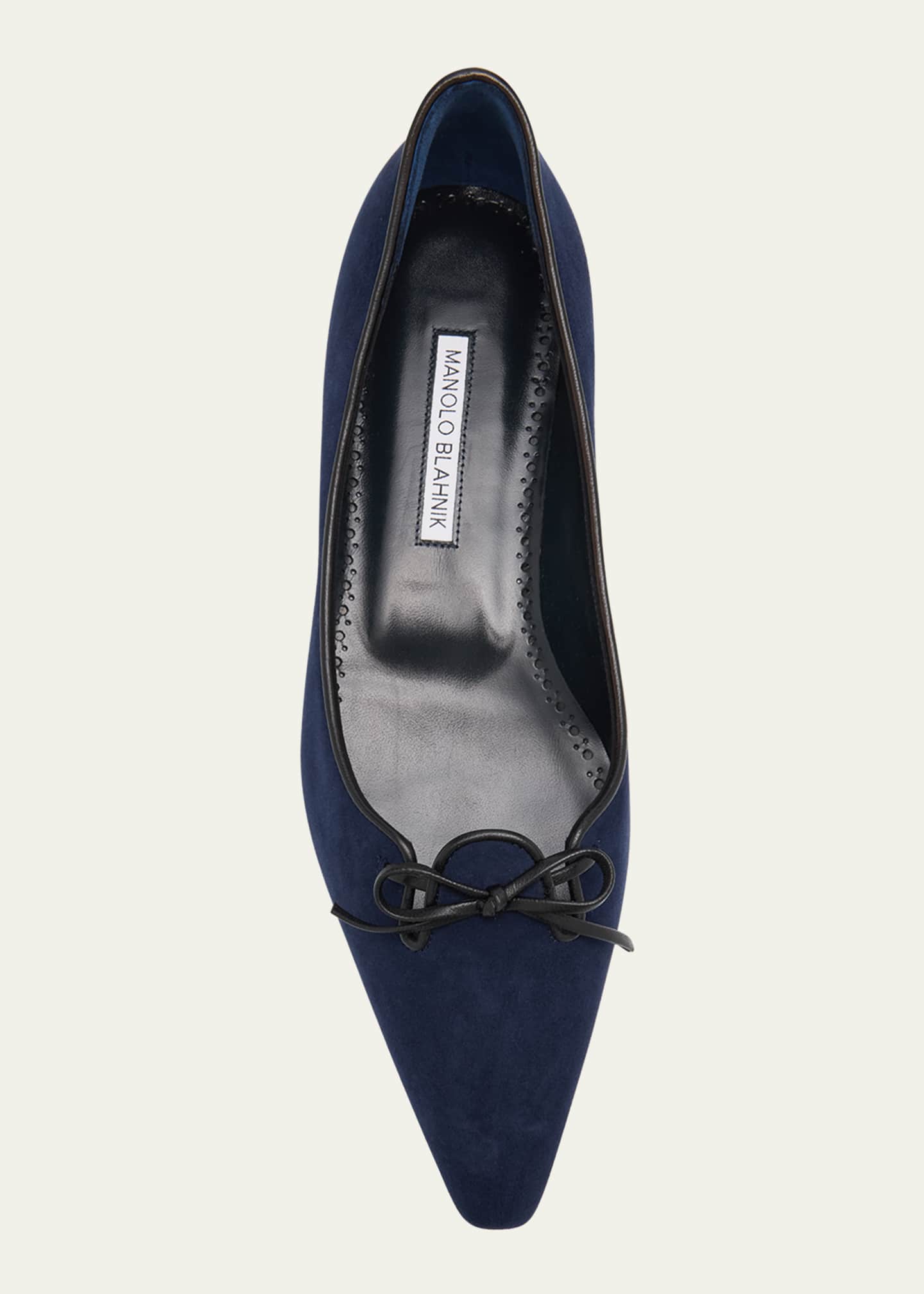 Manolo Blahnik Esmaa Suede Lace-Up Ballerina Flats Image 6 of 6