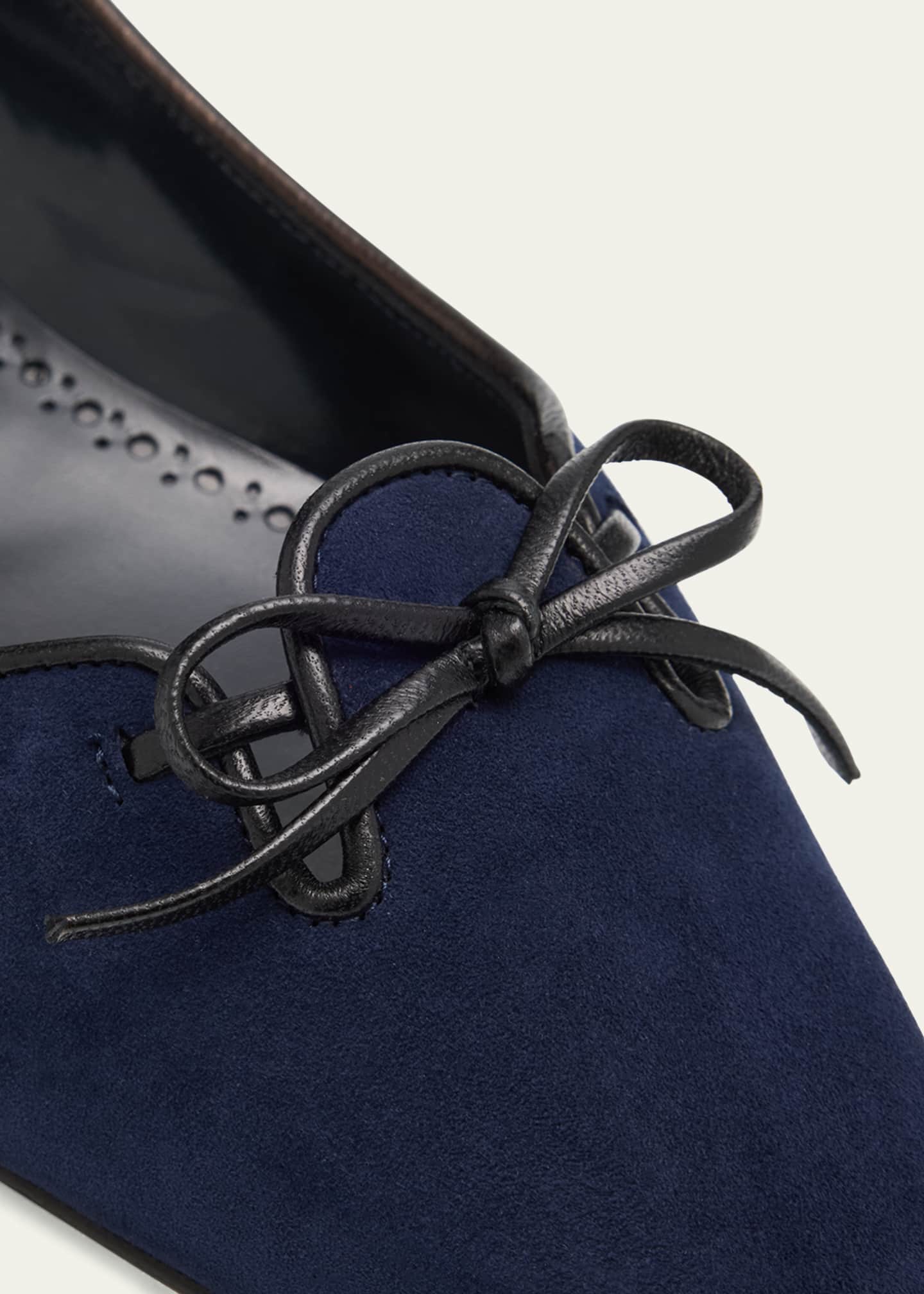 Manolo Blahnik Esmaa Suede Lace-Up Ballerina Flats Image 5 of 6