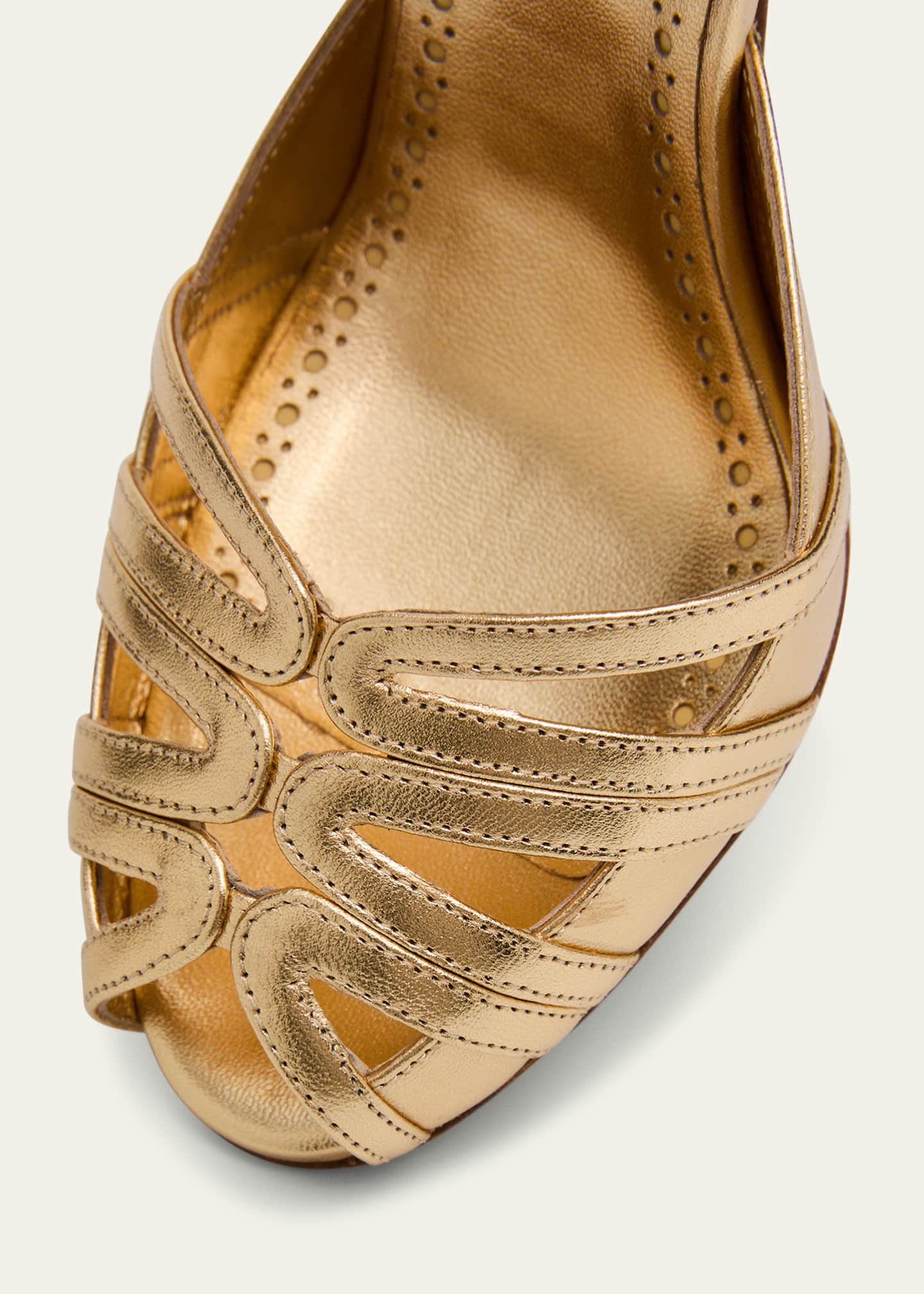 Manolo Blahnik Makanak Metallic Caged Ankle-Strap Sandals Manolo Blahnik Makanak Metallic Caged Ankle-Strap Sandals