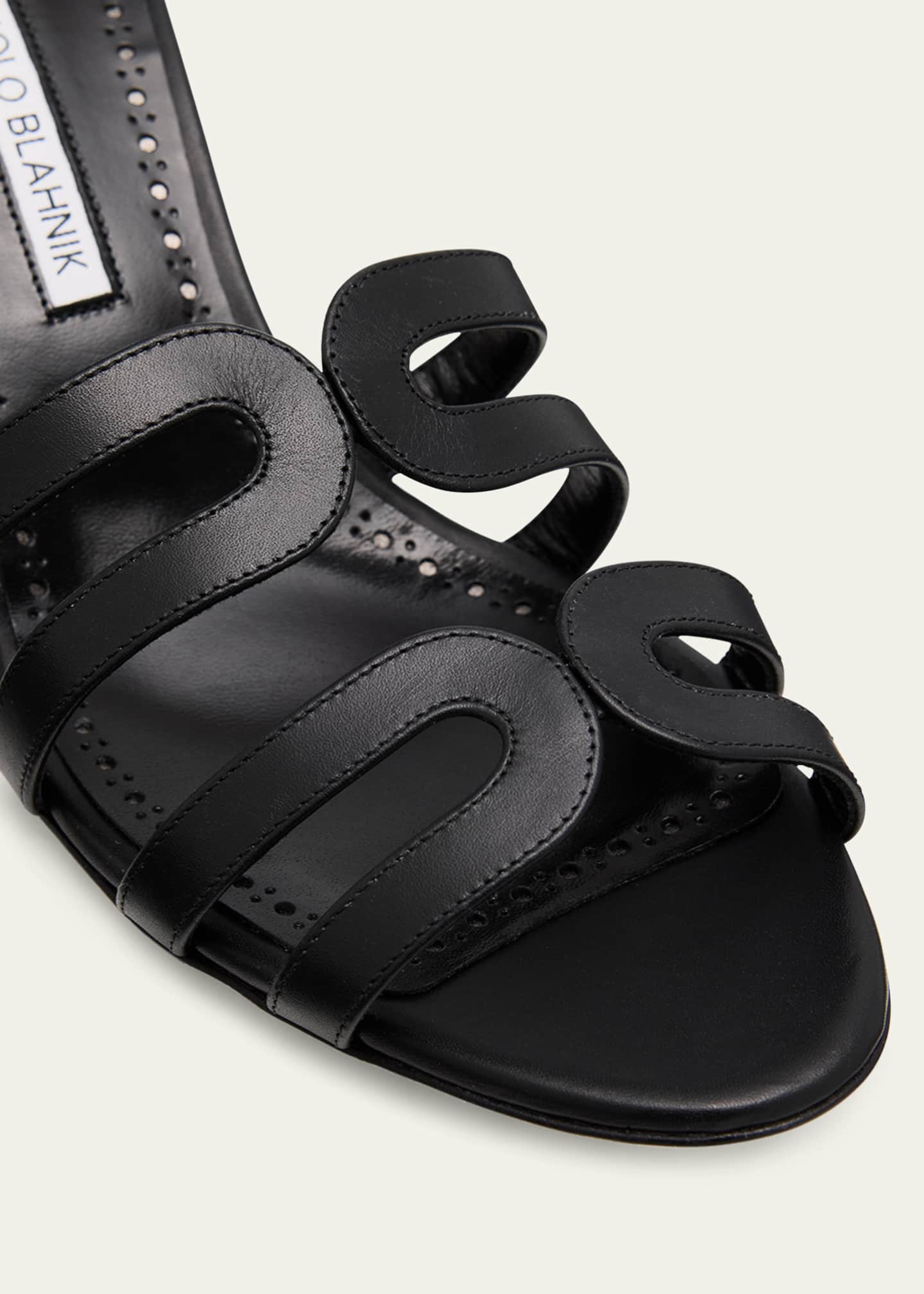 Manolo Blahnik Ahwak Caged Leather Mule Sandals Image 5 of 6