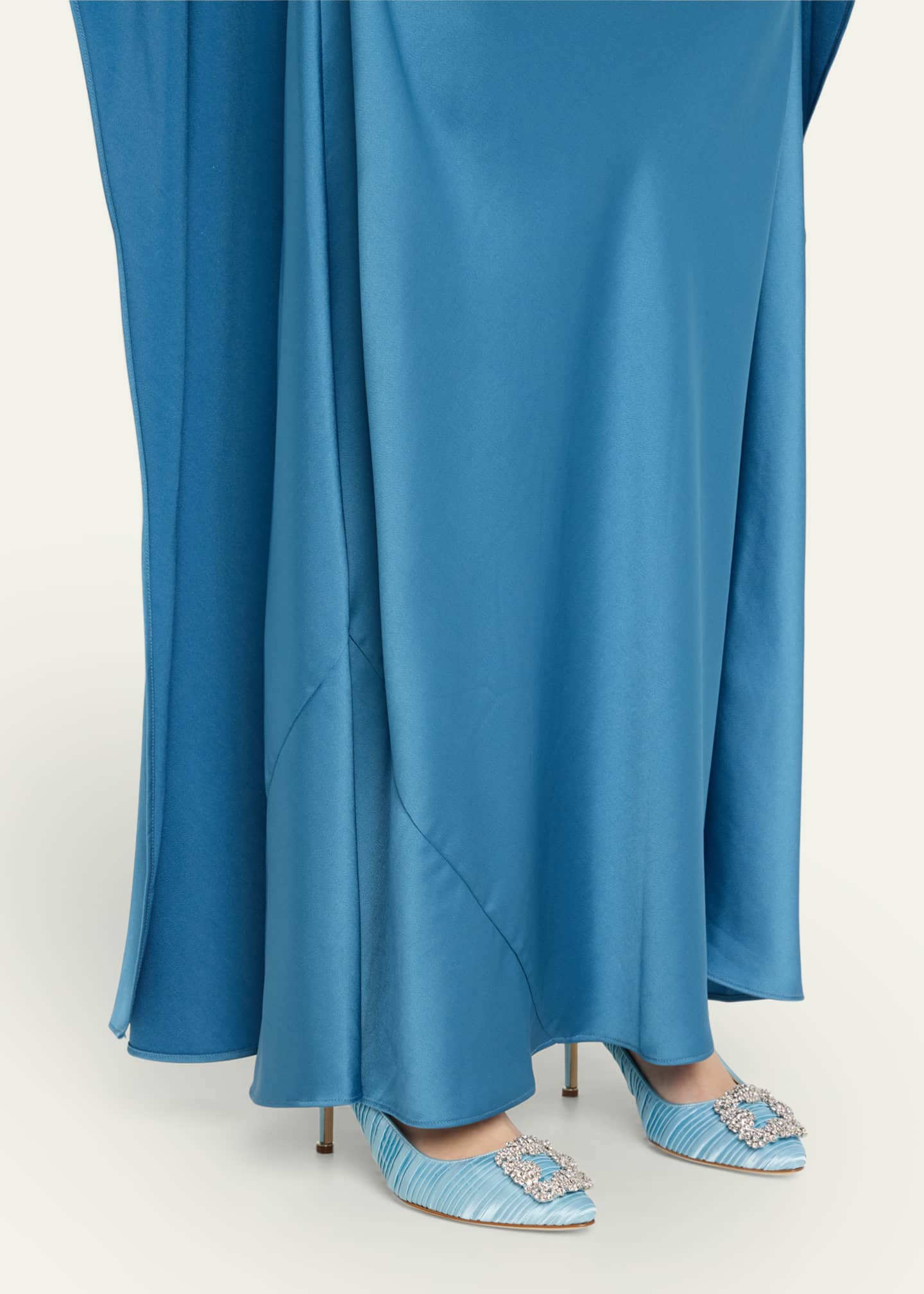 Manolo Blahnik Hangisi Pleated Satin Buckle Pumps Image 2 of 6