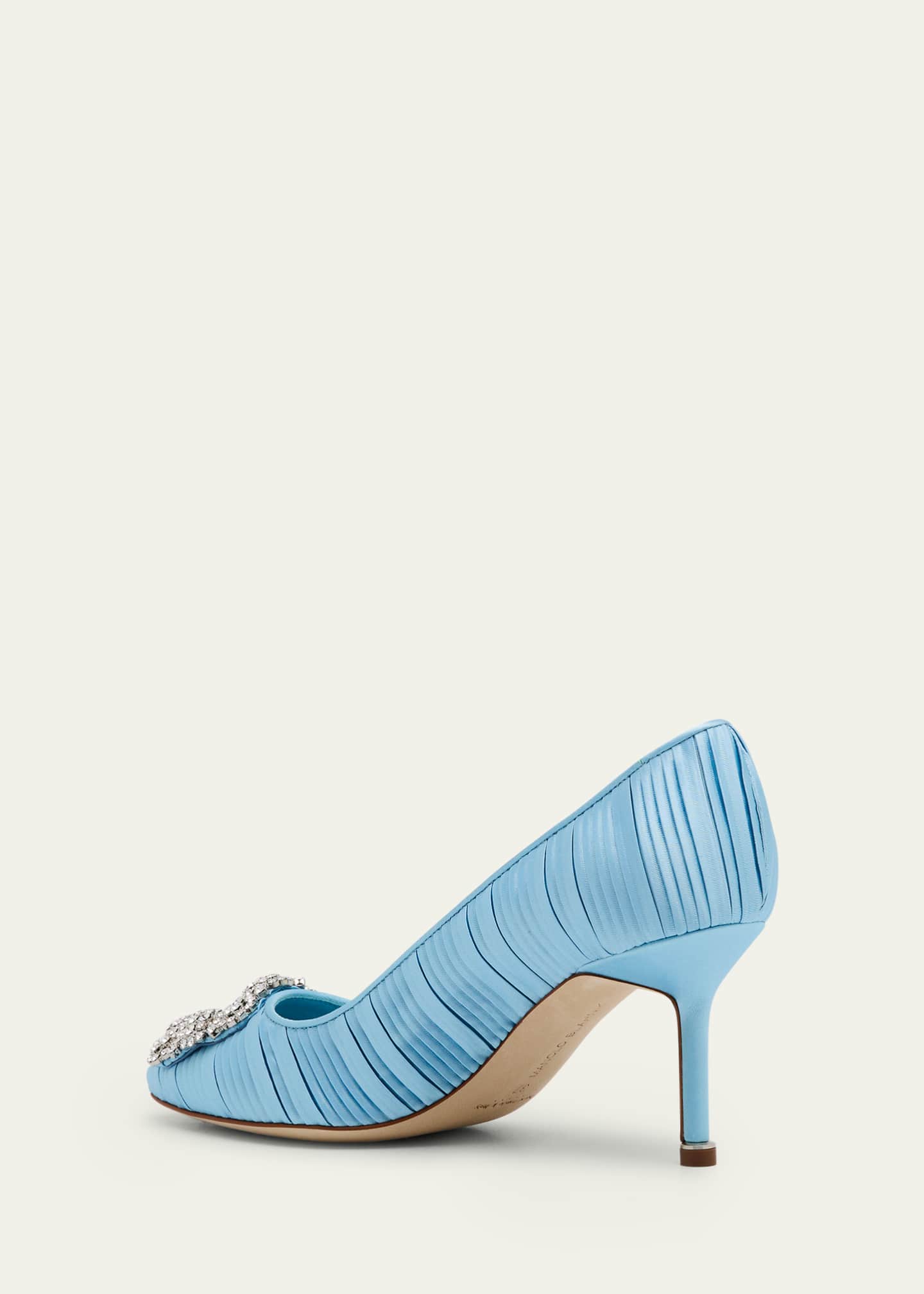 Manolo Blahnik Hangisi Pleated Satin Buckle Pumps Image 4 of 6