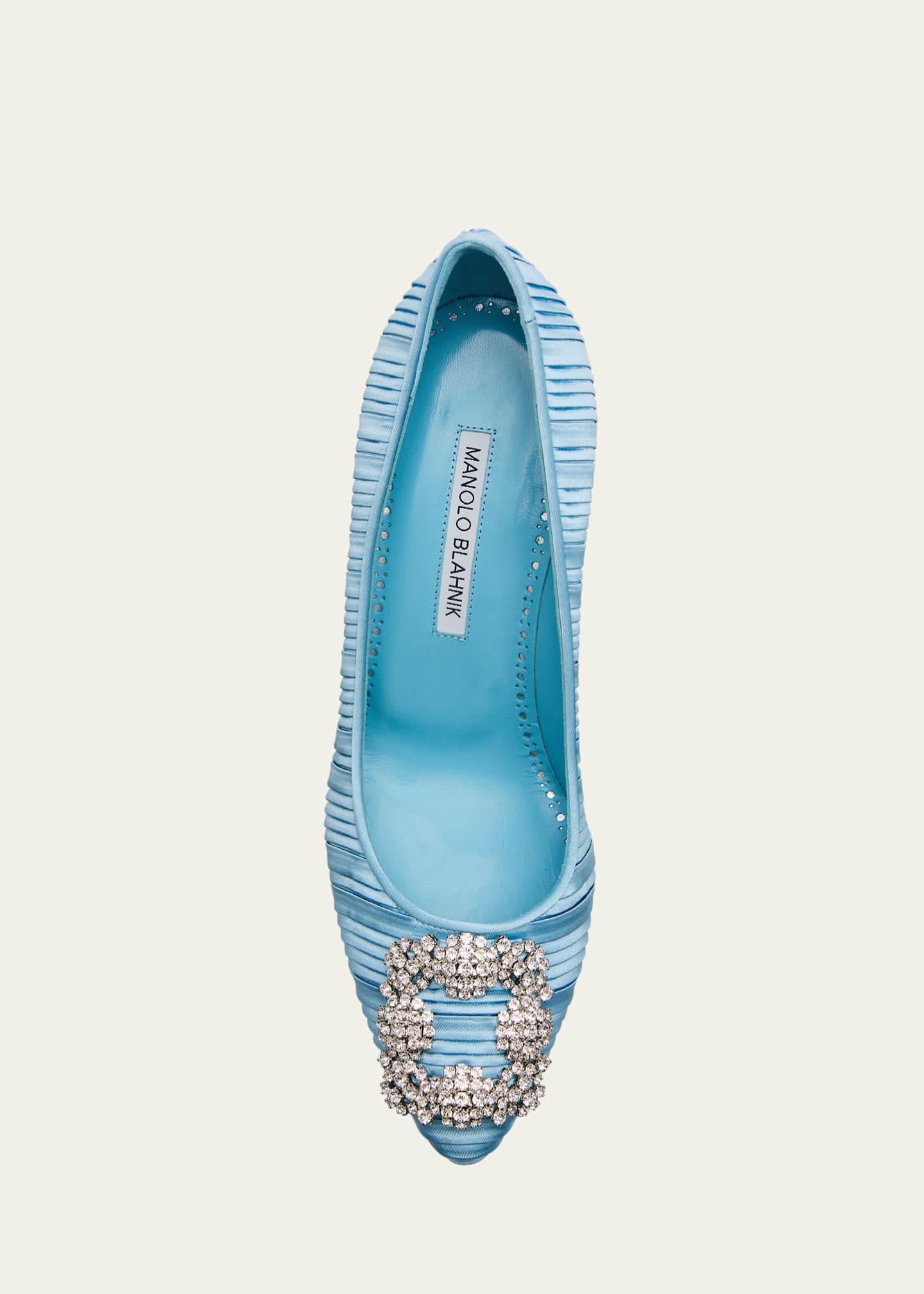 Manolo Blahnik Hangisi Pleated Satin Buckle Pumps Image 6 of 6