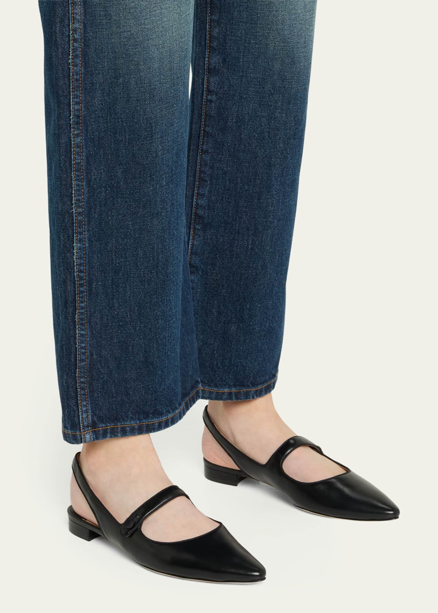 Manolo Blahnik Campari Leather Mary Jane Slingback Flats Image 2 of 6