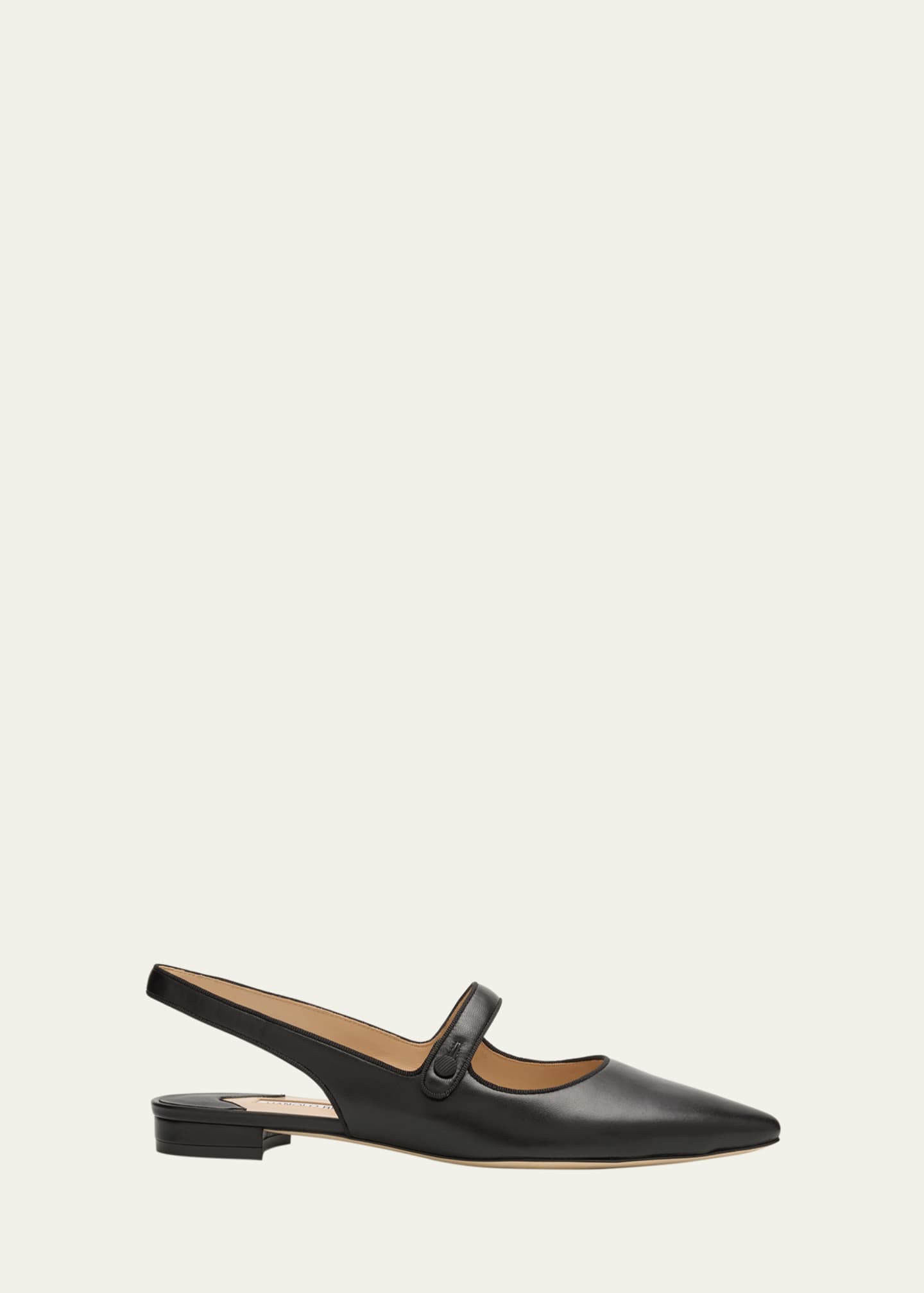 Manolo Blahnik Campari Leather Mary Jane Slingback Flats Image 1 of 6