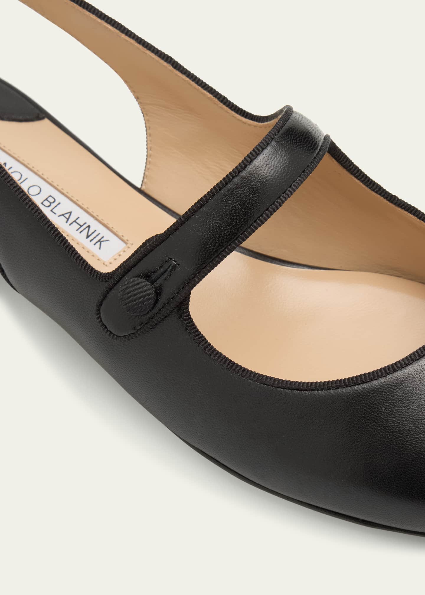 Manolo Blahnik Campari Leather Mary Jane Slingback Flats Image 5 of 6