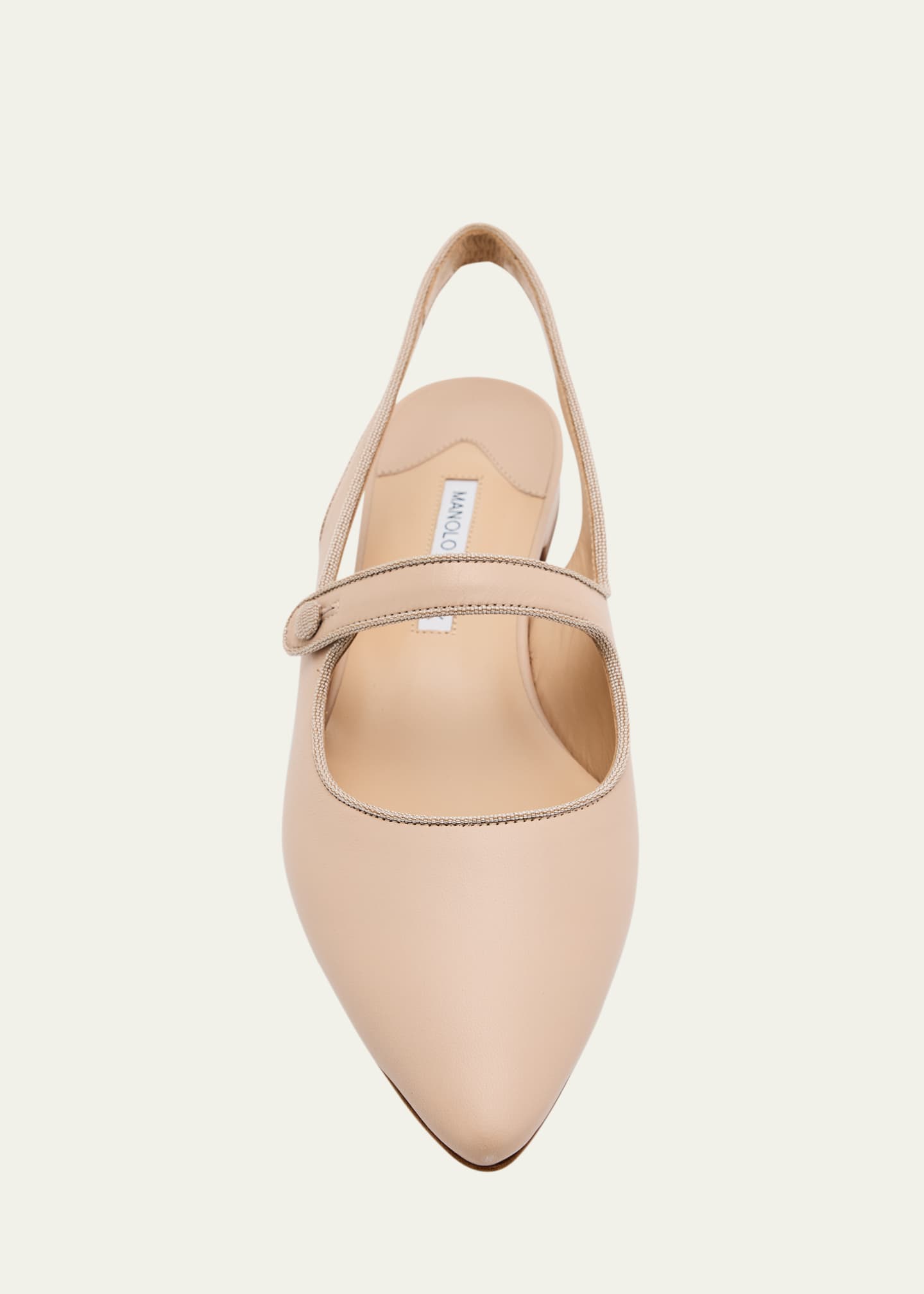Manolo Blahnik Campari Leather Mary Jane Slingback Flats