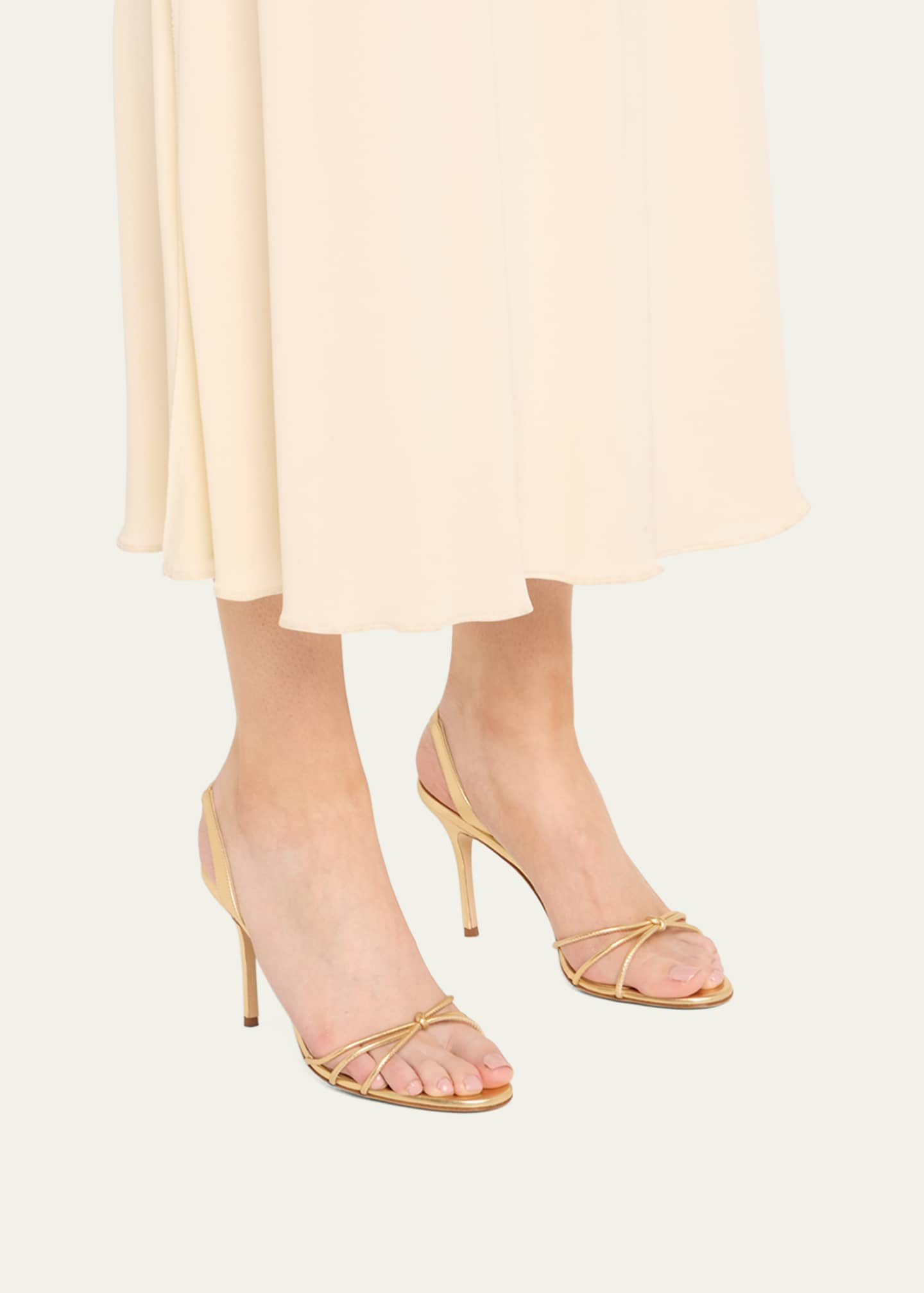 Manolo Blahnik Sareta Metallic Crisscross Halter Sandals Image 2 of 6