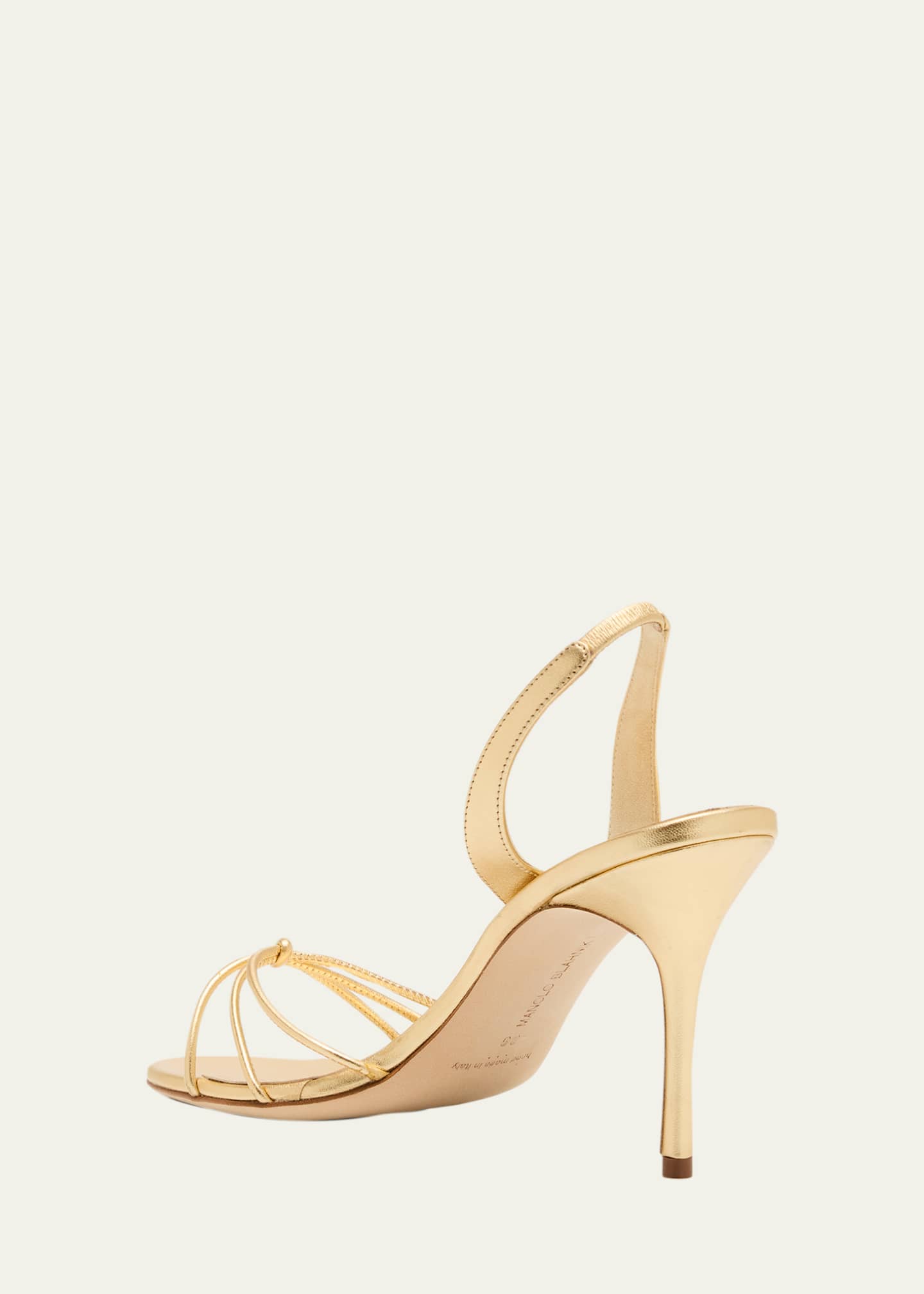 Manolo Blahnik Sareta Metallic Crisscross Halter Sandals Image 4 of 6