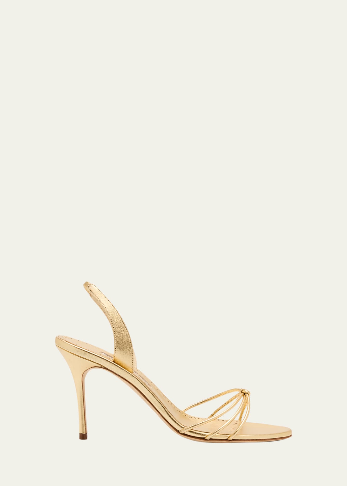 Manolo Blahnik Sareta Metallic Crisscross Halter Sandals Image 1 of 6