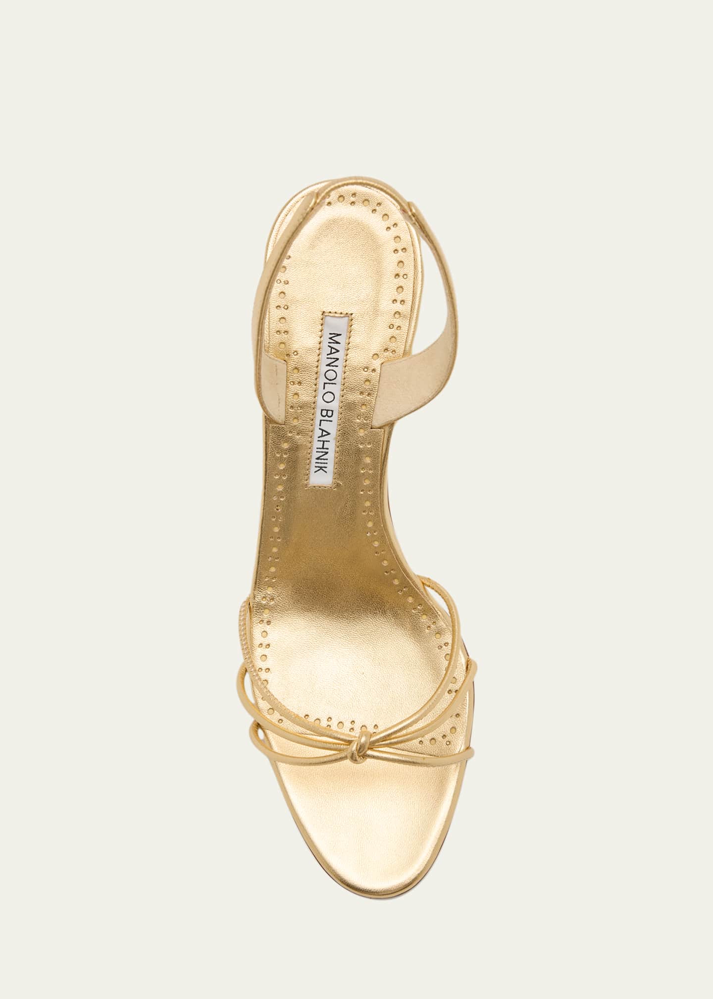 Manolo Blahnik Sareta Metallic Crisscross Halter Sandals Image 5 of 6