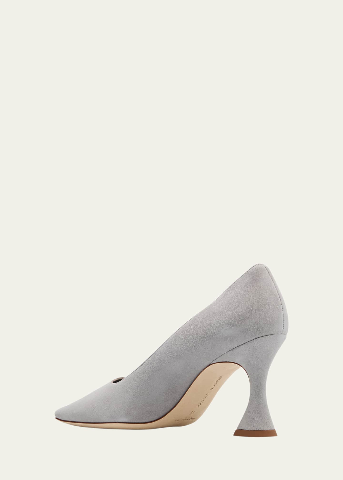 Manolo Blahnik Loumaj Kid Suede Pumps Image 4 of 6