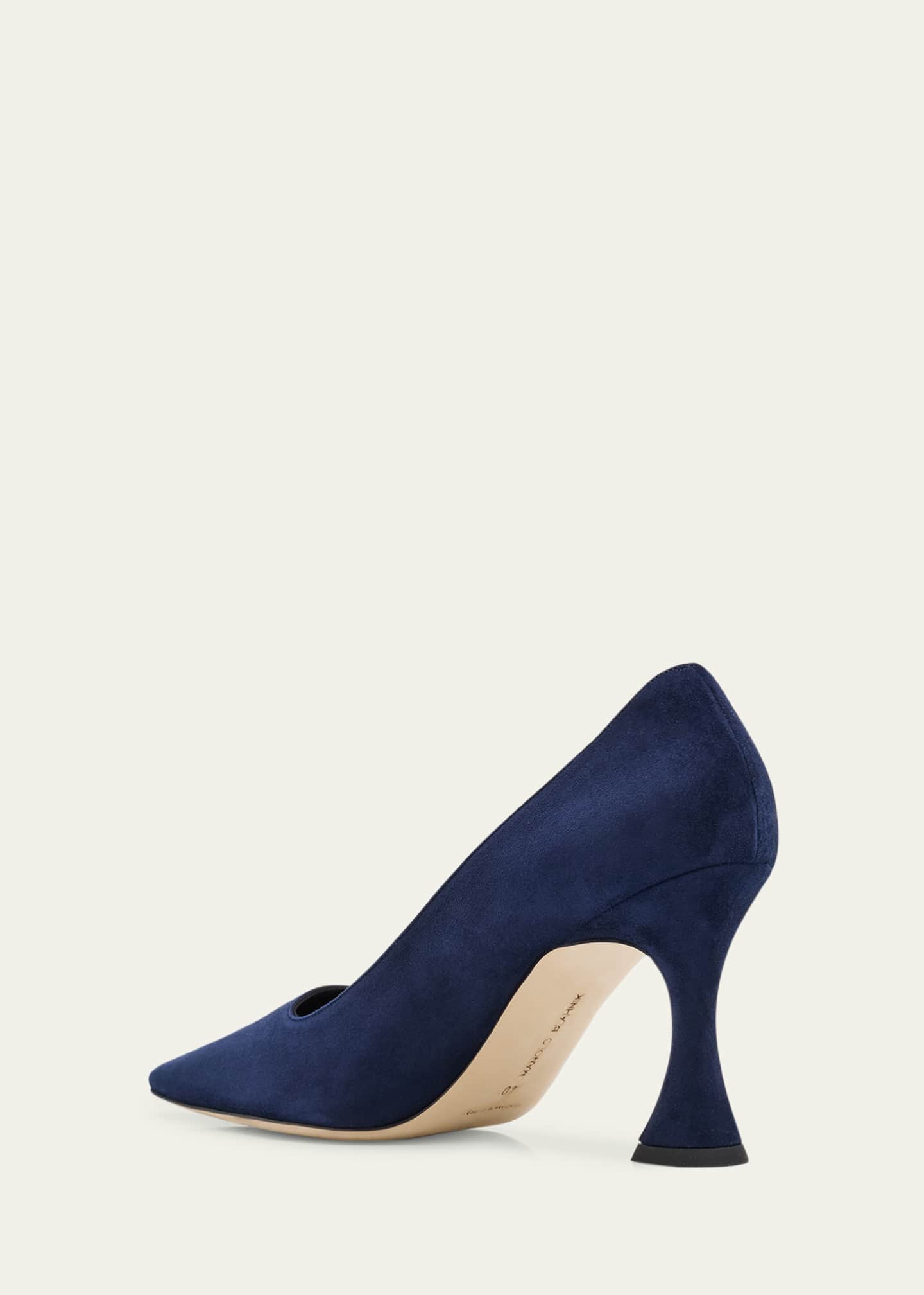 Manolo Blahnik Loumaj Kid Suede Pumps Image 4 of 6