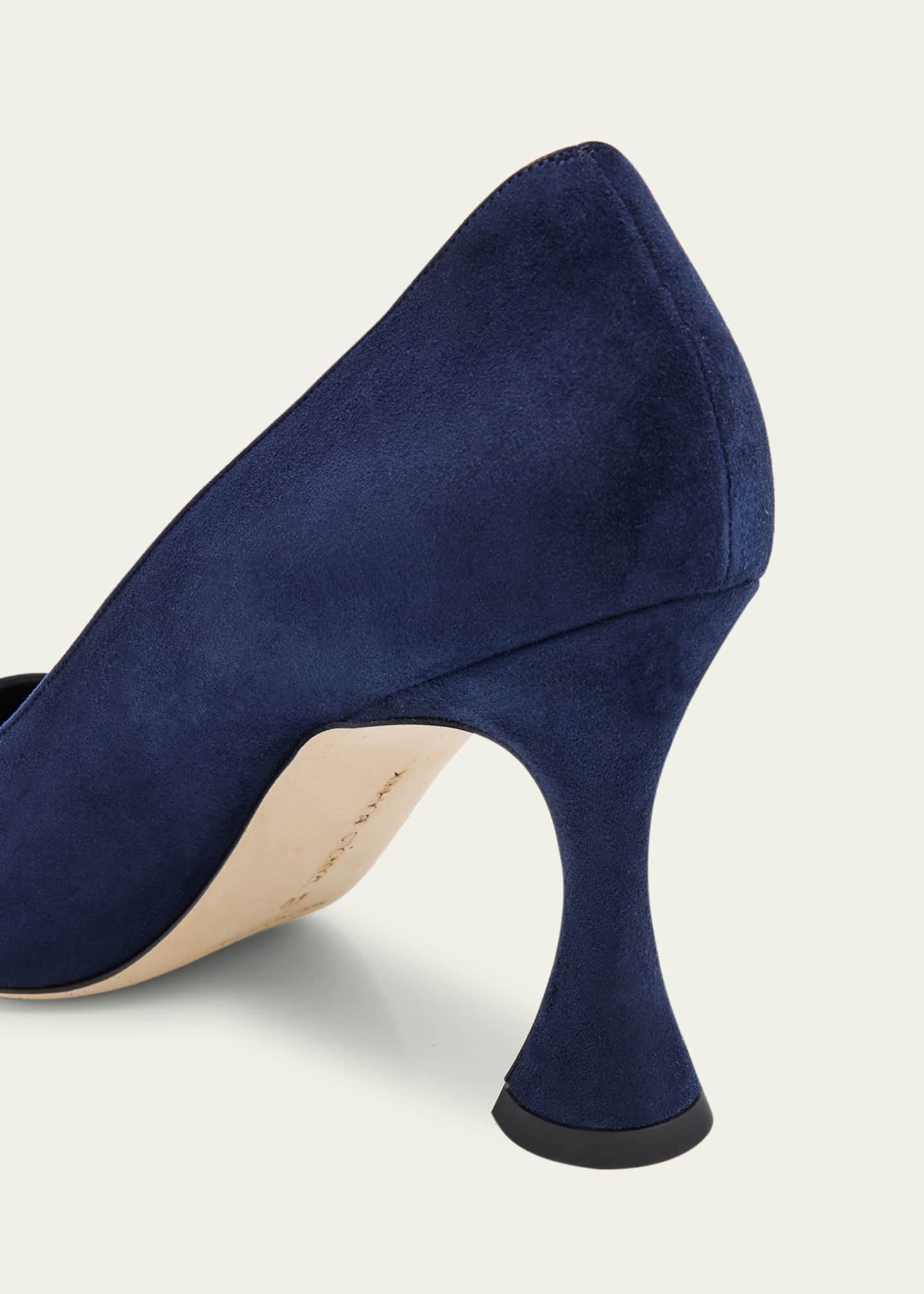 Manolo Blahnik Loumaj Kid Suede Pumps Image 5 of 6