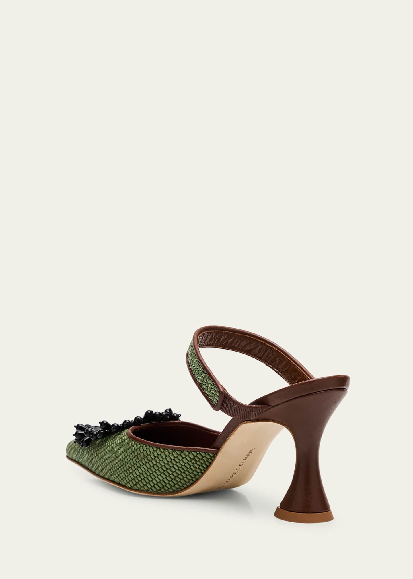 Manolo Blahnik Atika Woven Ornament Mule Pumps Image 4 of 6
