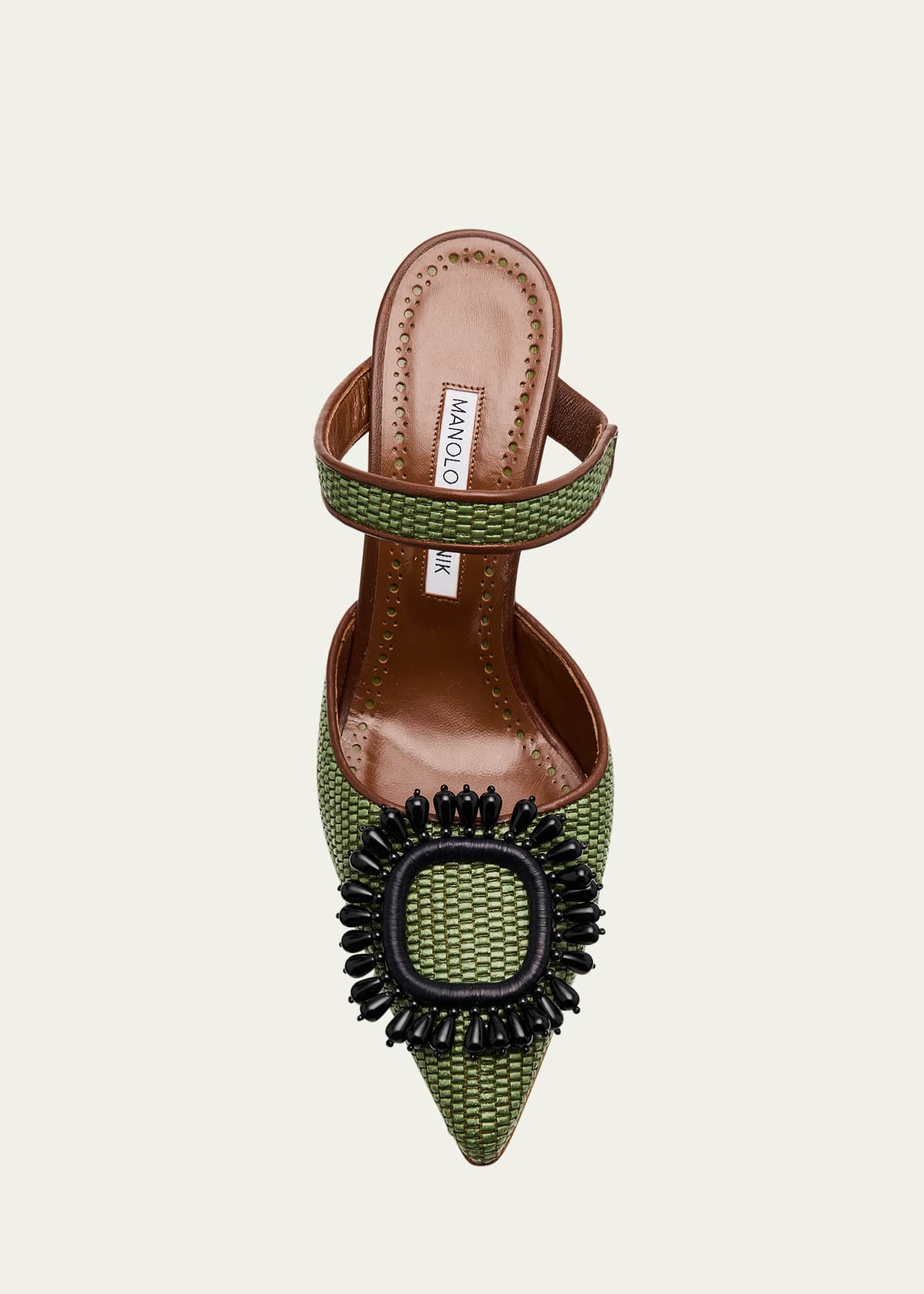 Manolo Blahnik Atika Woven Ornament Mule Pumps Image 6 of 6