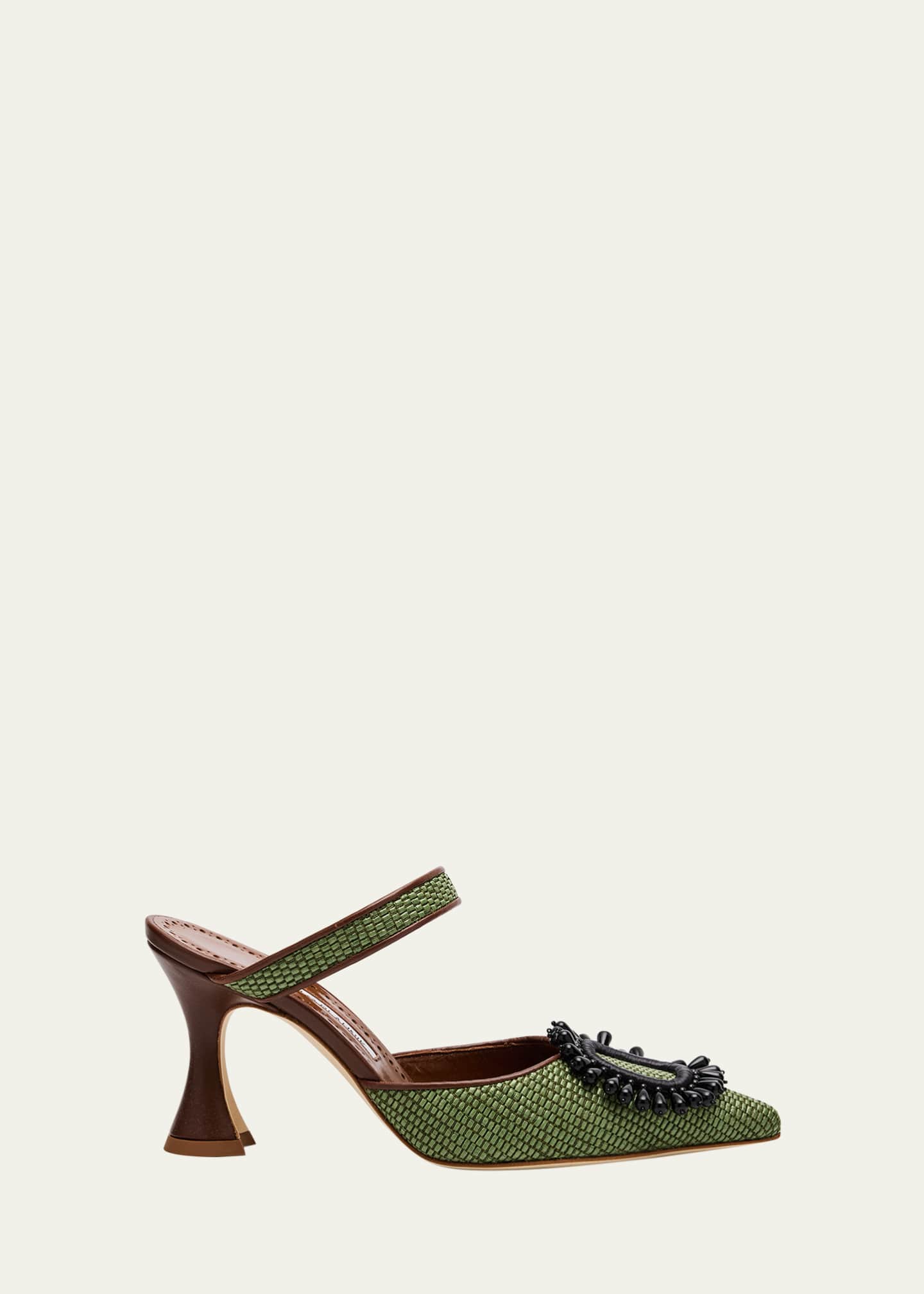 Manolo Blahnik Atika Woven Ornament Mule Pumps Image 1 of 6