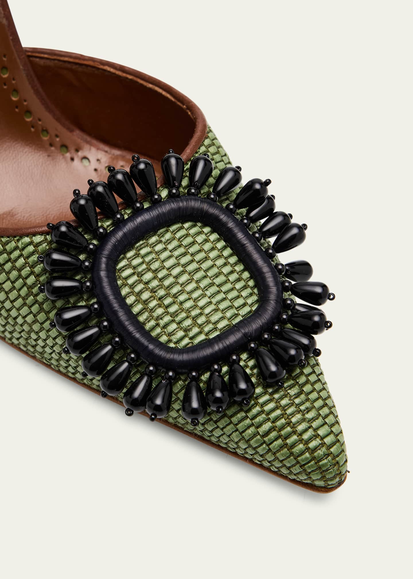 Manolo Blahnik Atika Woven Ornament Mule Pumps Image 5 of 6