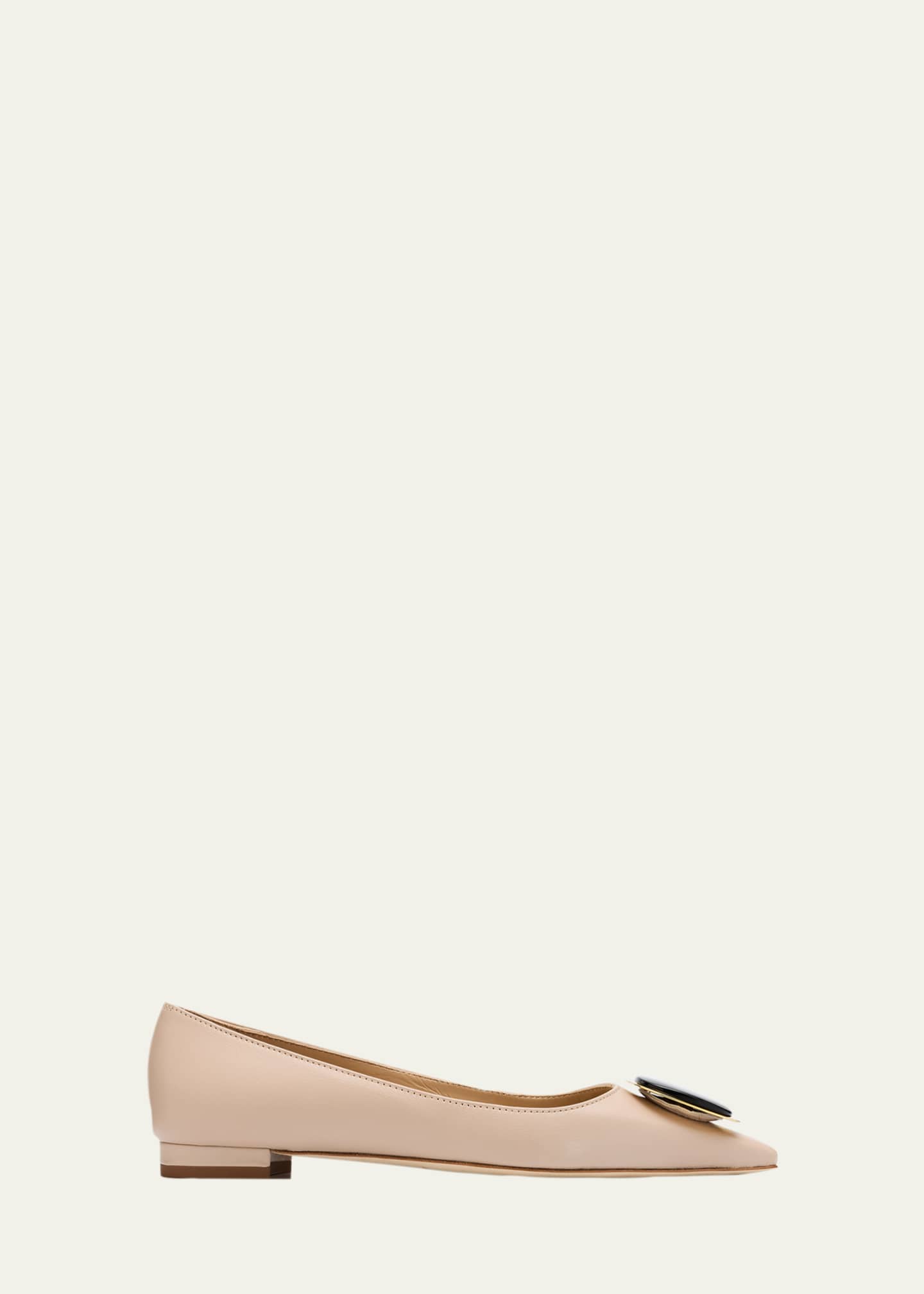 Manolo Blahnik Chiaran Leather Buckle Ballerina Flats Image 1 of 6