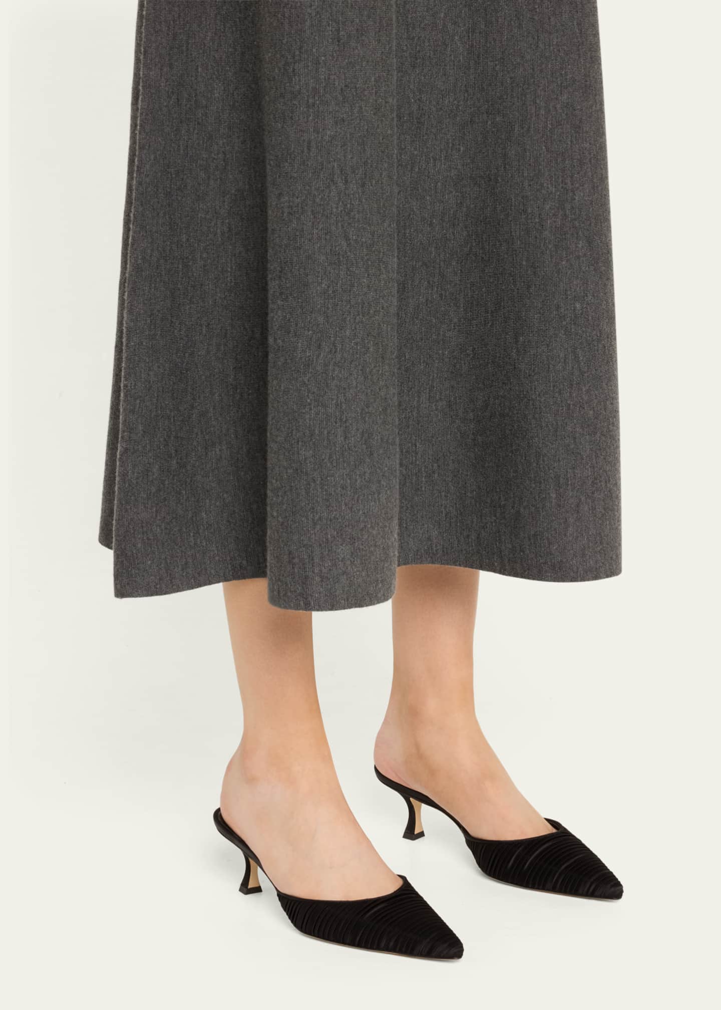 Manolo Blahnik Carolyne Pleated Satin Mule Pumps Image 2 of 6