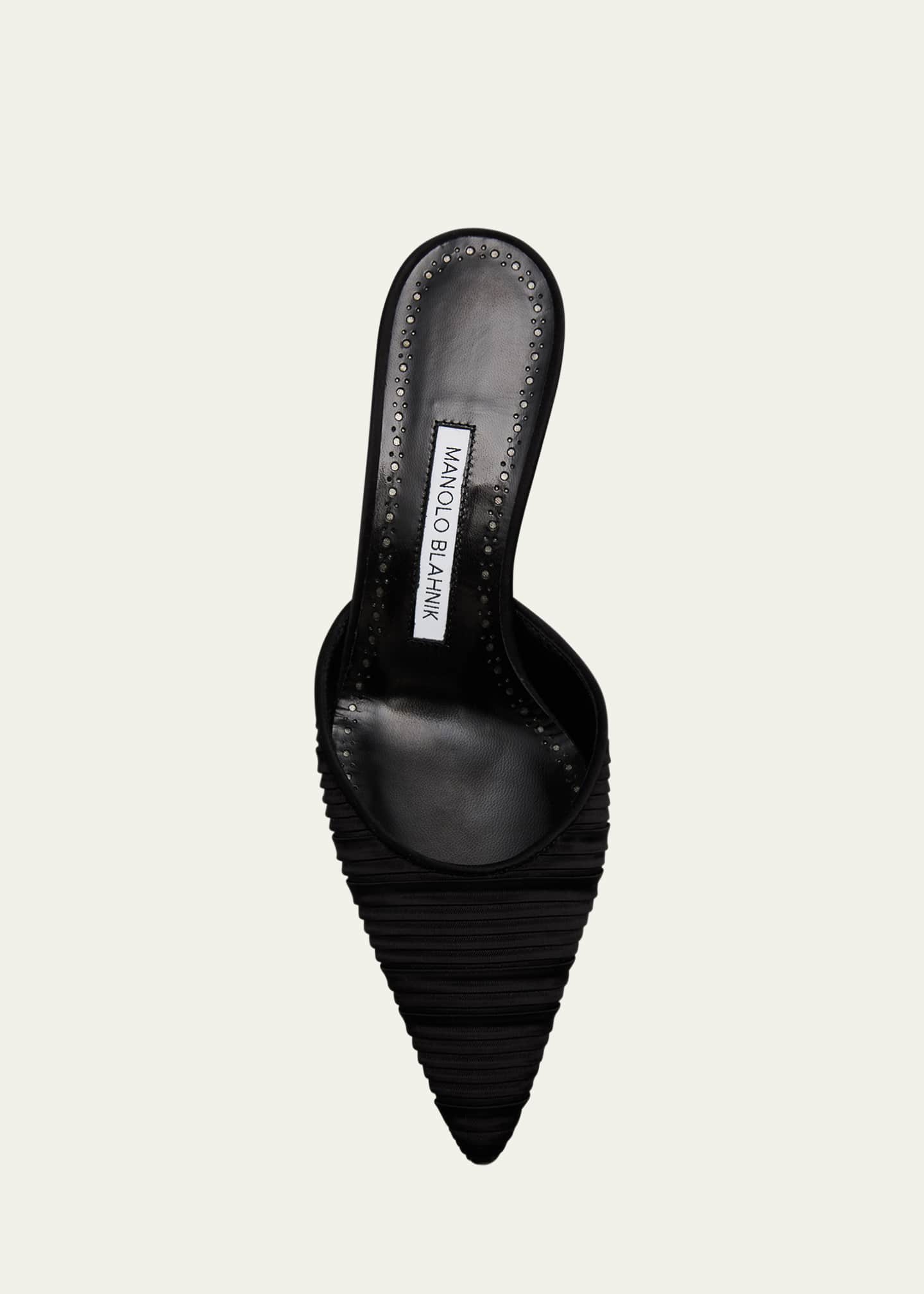 Manolo Blahnik Carolyne Pleated Satin Mule Pumps Image 6 of 6
