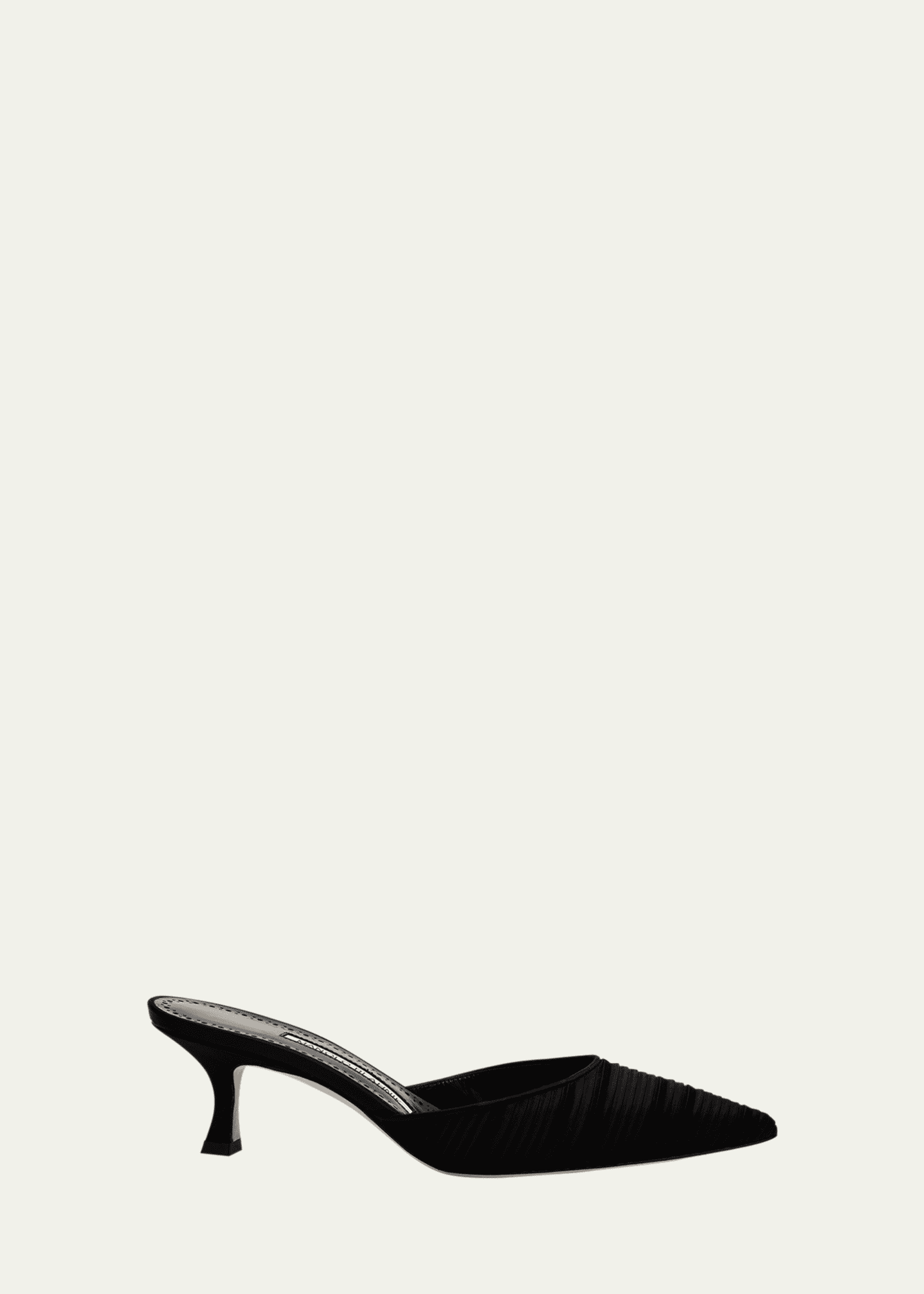 Manolo Blahnik Carolyne Pleated Satin Mule Pumps Image 1 of 6