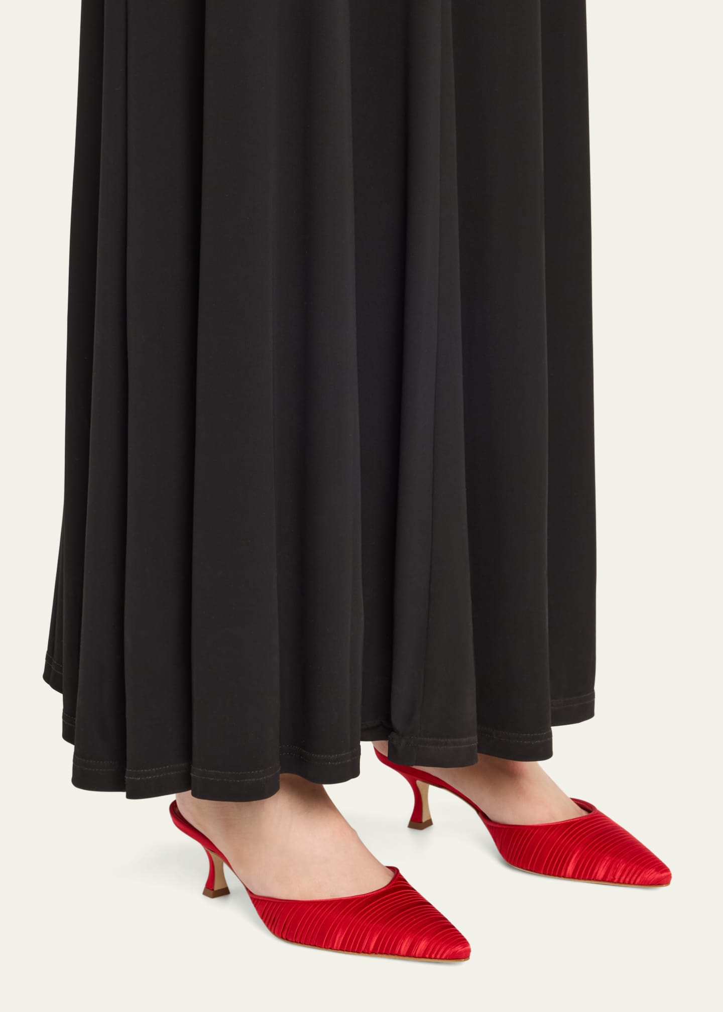 Carolyne Pleated Satin Mule Pumps