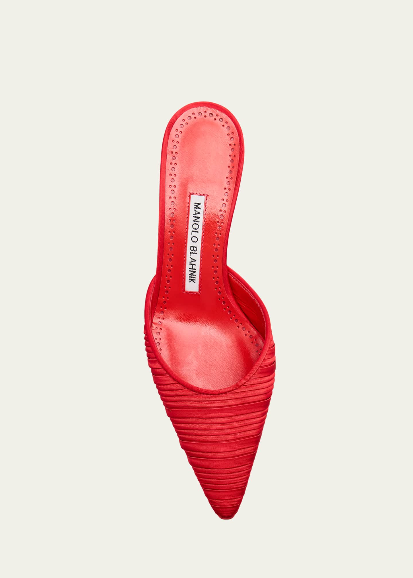 Manolo Blahnik Carolyne Pleated Satin Mule Pumps Image 6 of 6