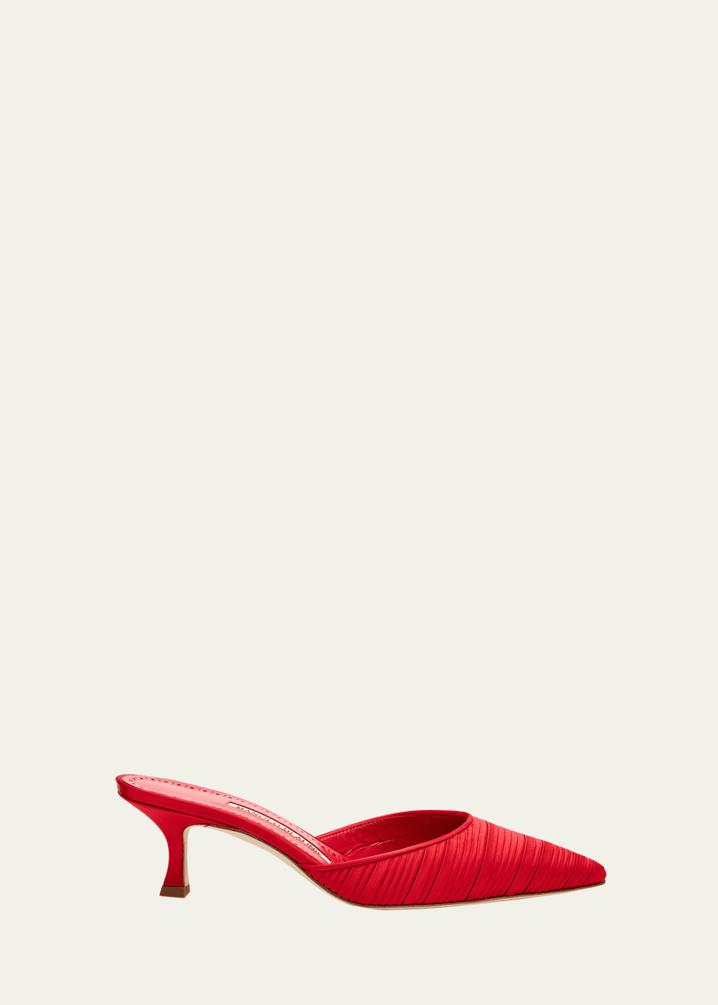 Manolo Blahnik Carolyne Pleated Satin Mule Pumps Image 1 of 6