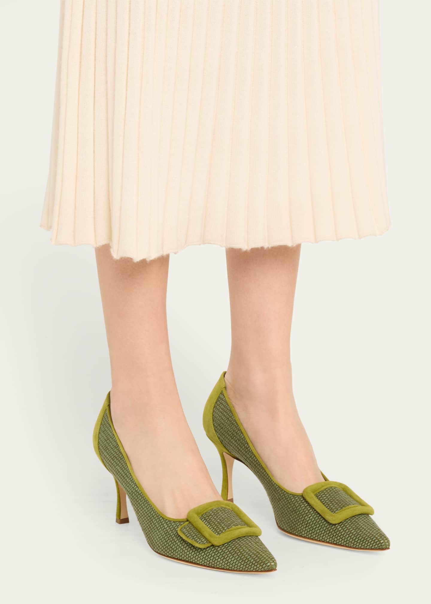 Manolo Blahnik Maysale Woven Buckle Pumps Image 2 of 6