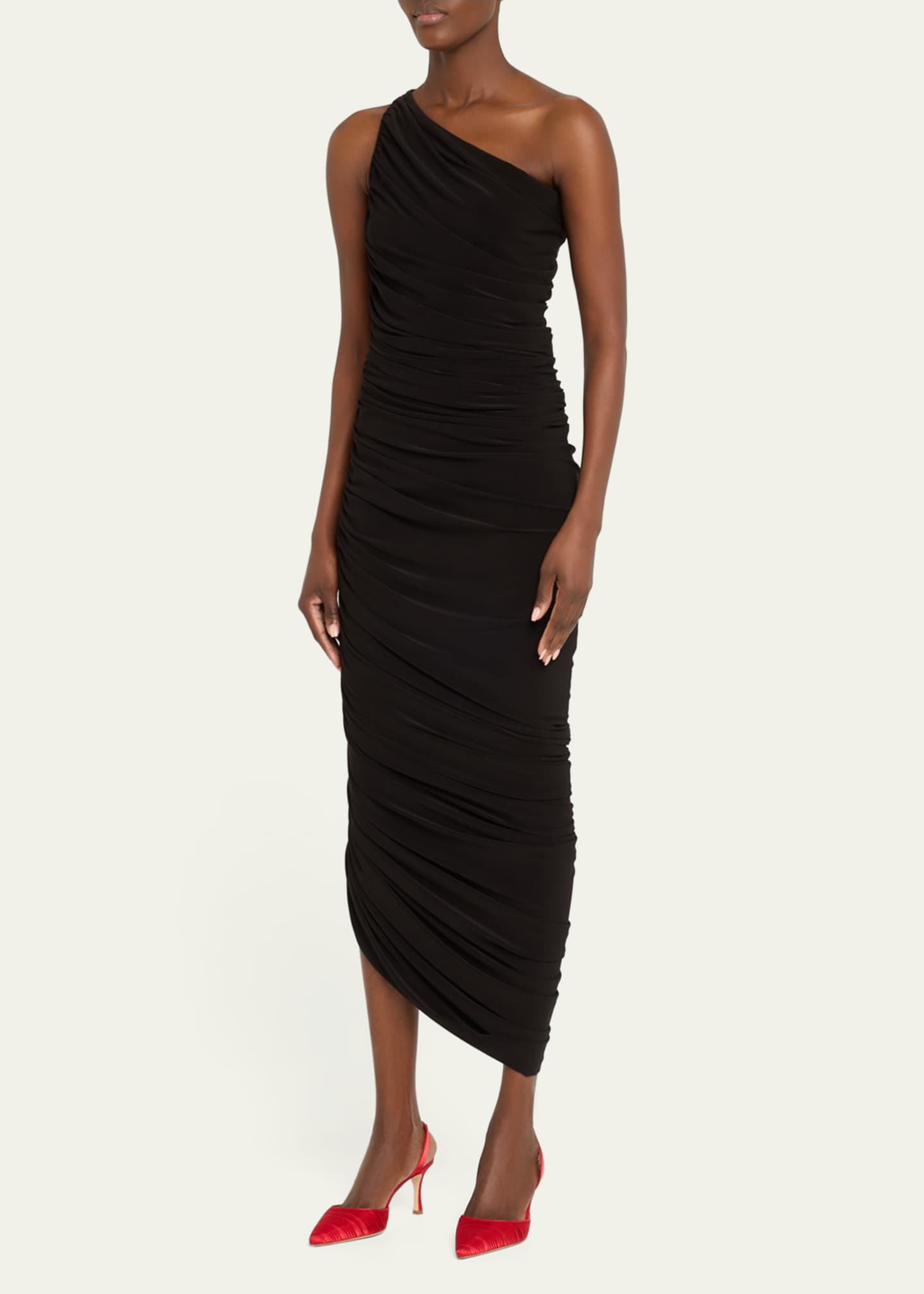 Manolo Blahnik Carolyne Pleated Satin Halter Pumps Image 3 of 6