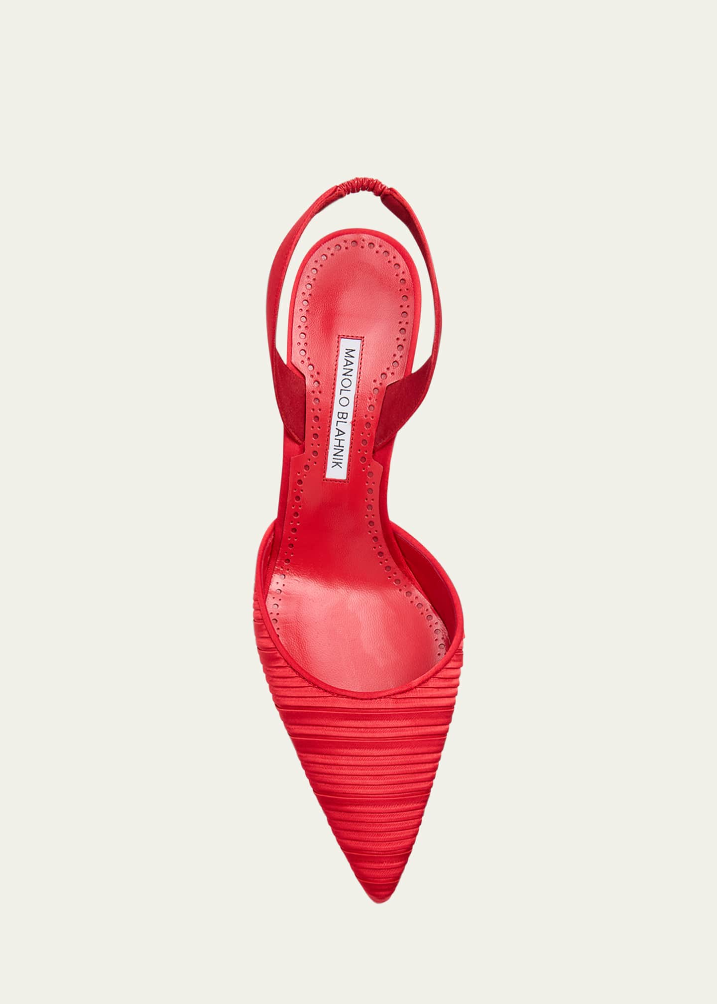 Manolo Blahnik Carolyne Pleated Satin Halter Pumps Image 5 of 6
